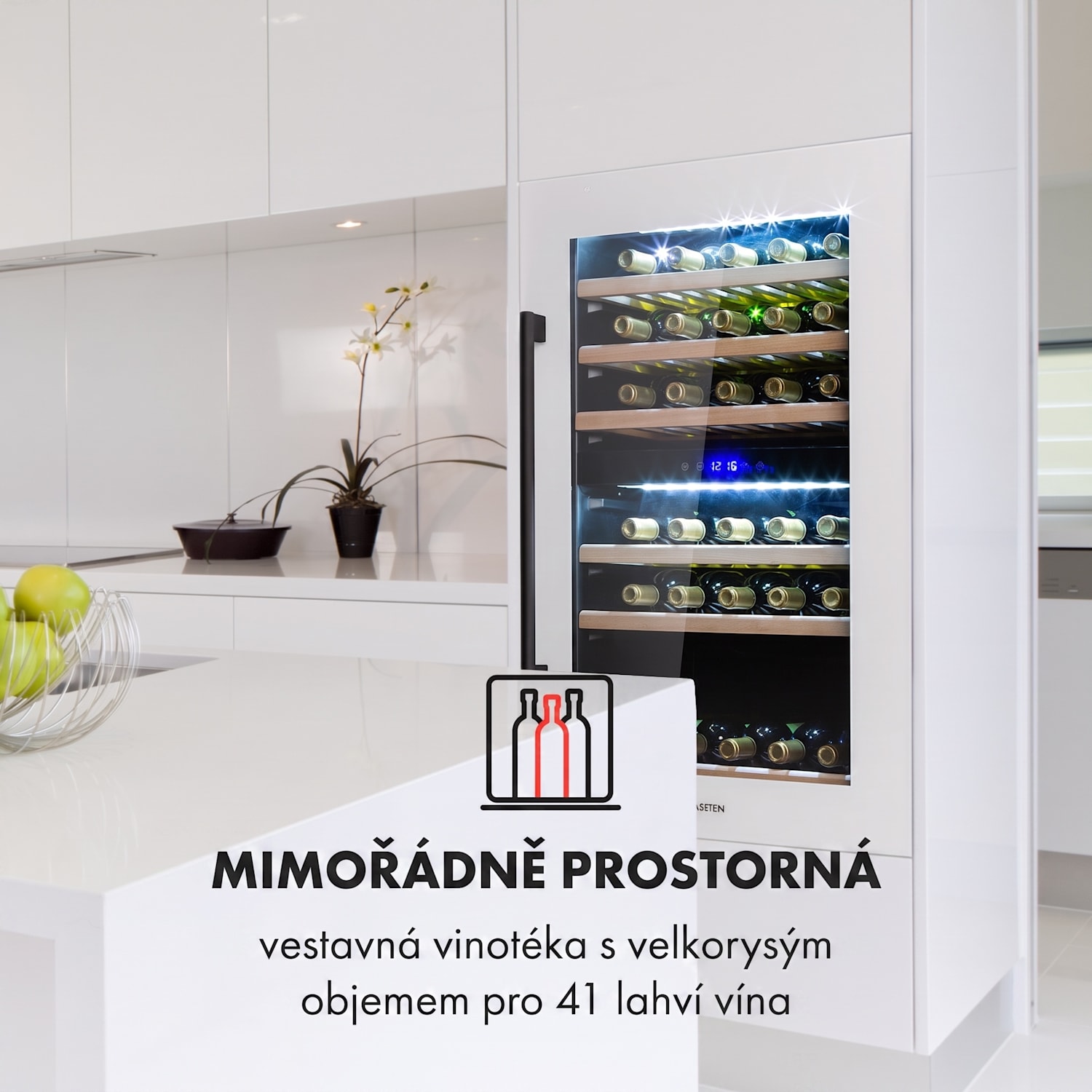Vinsider 41D Built-In Duo, vestavná vinotéka, Quartz Edition 41 lahví | 2 chladicí zóny | Bílá