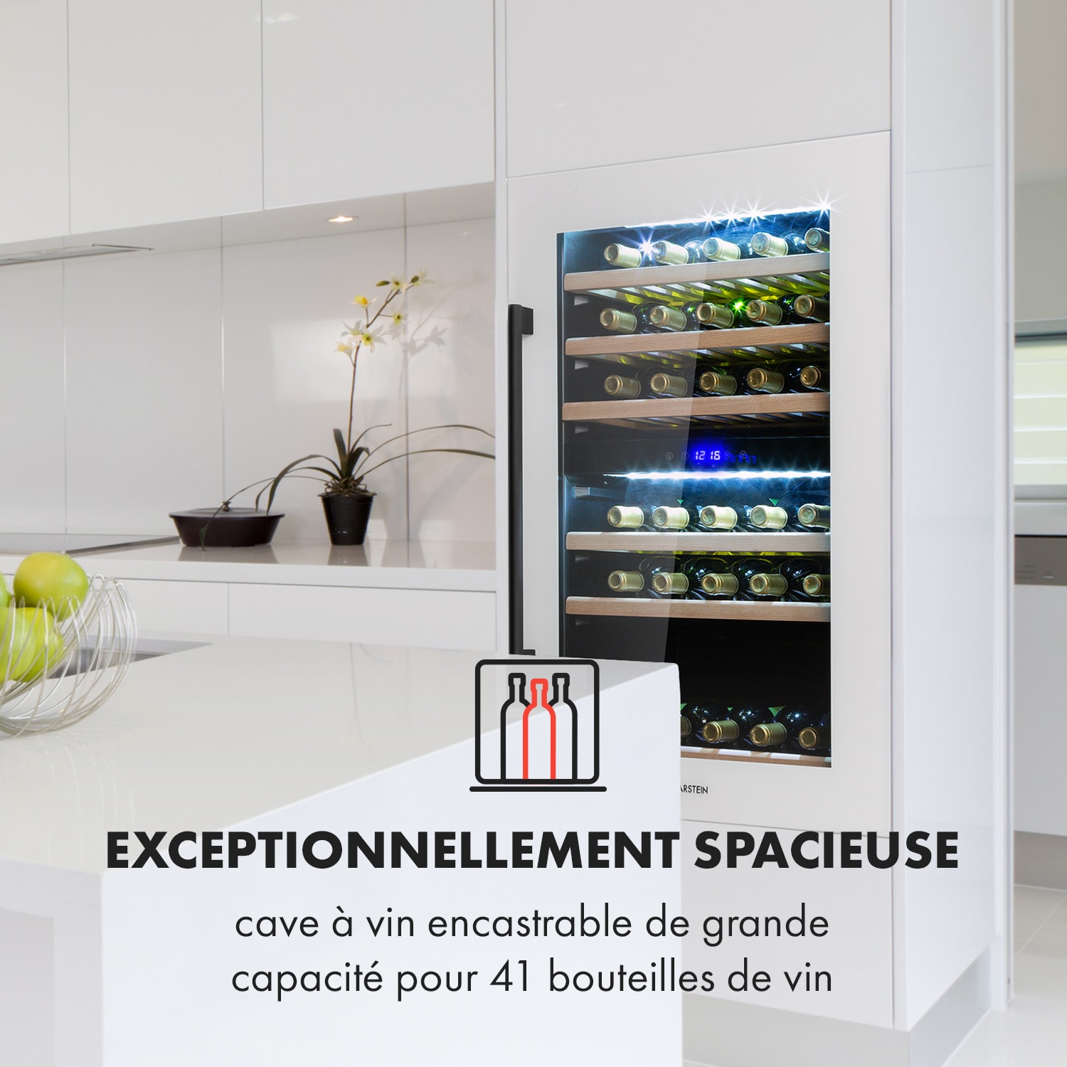 Vinsider 41D Built-In Duo Quartz Edition  wijnkoelkast inbouw 41 flessen | 2 koelzones | Wit