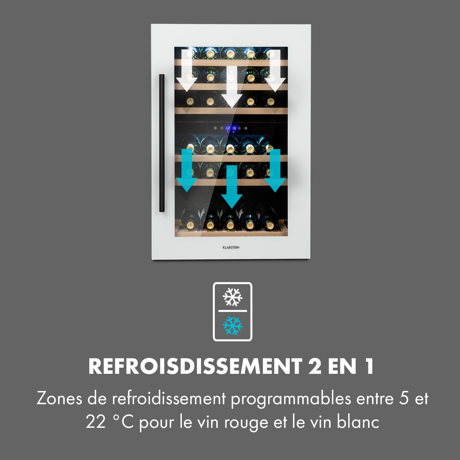 Vinsider 41D Built-In Duo Quartz Edition  wijnkoelkast inbouw 41 flessen | 2 koelzones | Wit