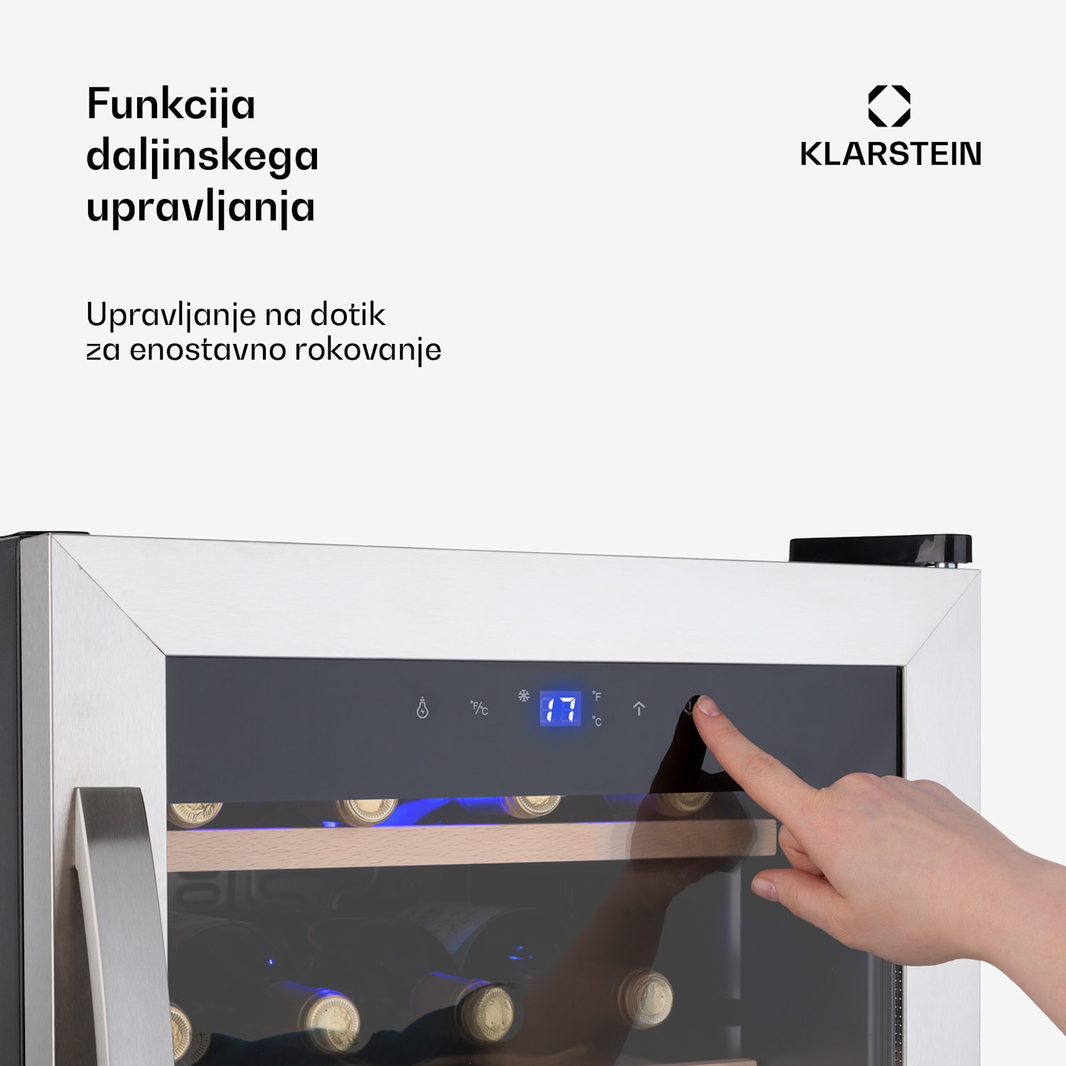 Vinetage 12 Uno, hladilnik za vino, 12 stekl., 46 l, 4 – 18°C, 40 dB, steklo 12 steklenic | 1 | Srebrna