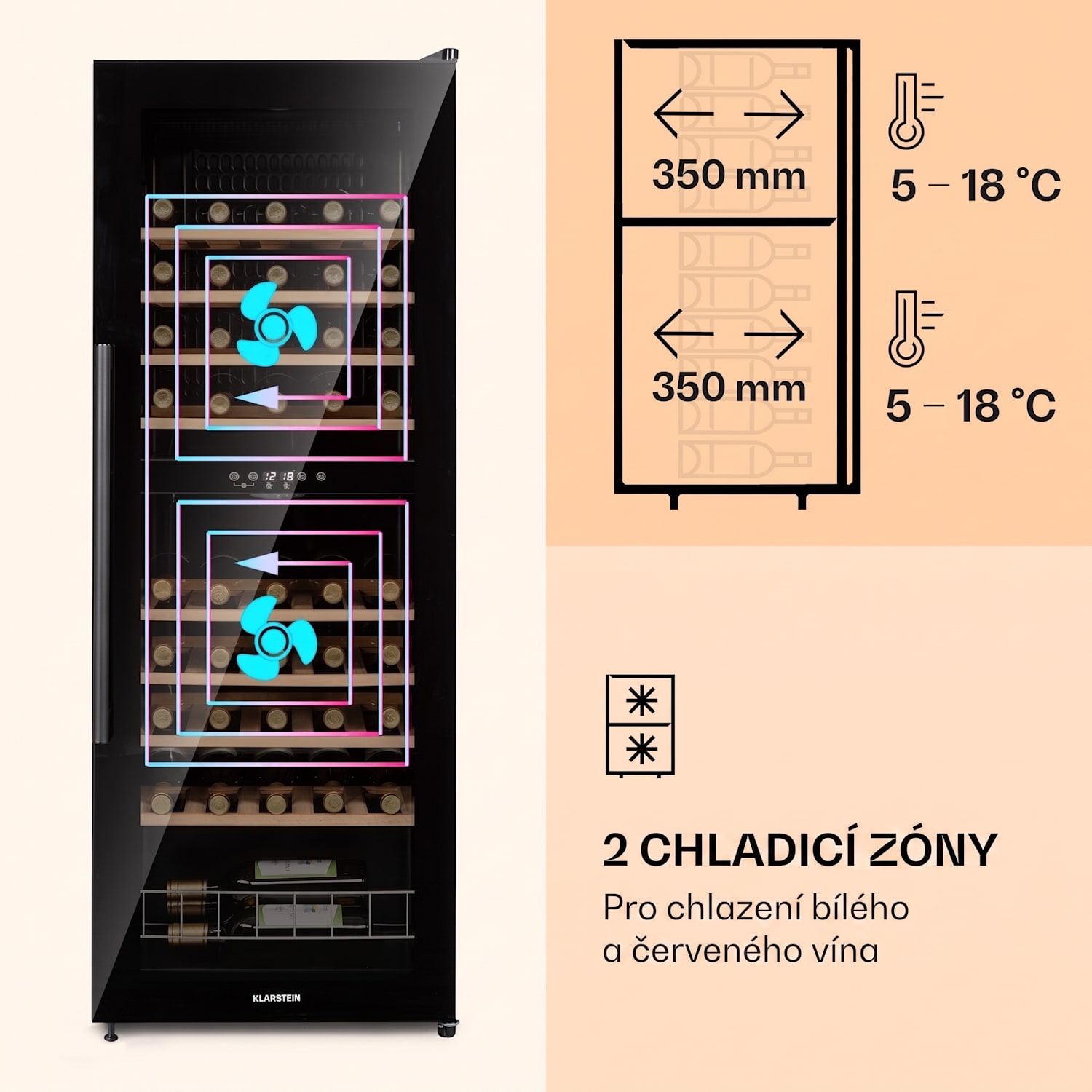 Barossa 54 Duo, vinotéka, 148 l/54 lahví, 2 zóny, dotykový displej 