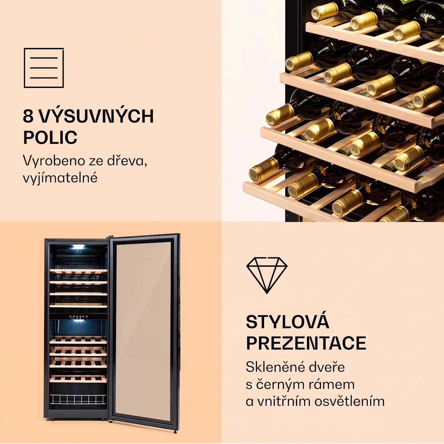 Barossa 54 Duo, vinotéka, 148 l/54 lahví, 2 zóny, dotykový displej 
