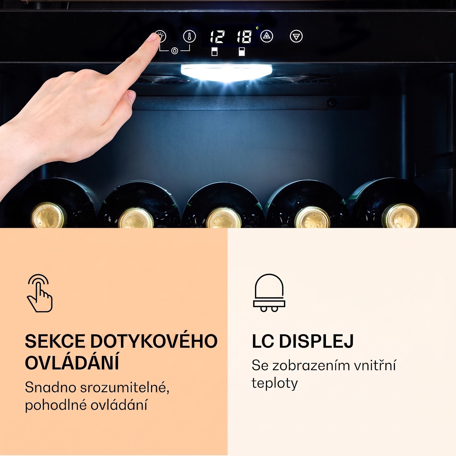 Barossa 54 Duo, vinotéka, 148 l/54 lahví, 2 zóny, dotykový displej 