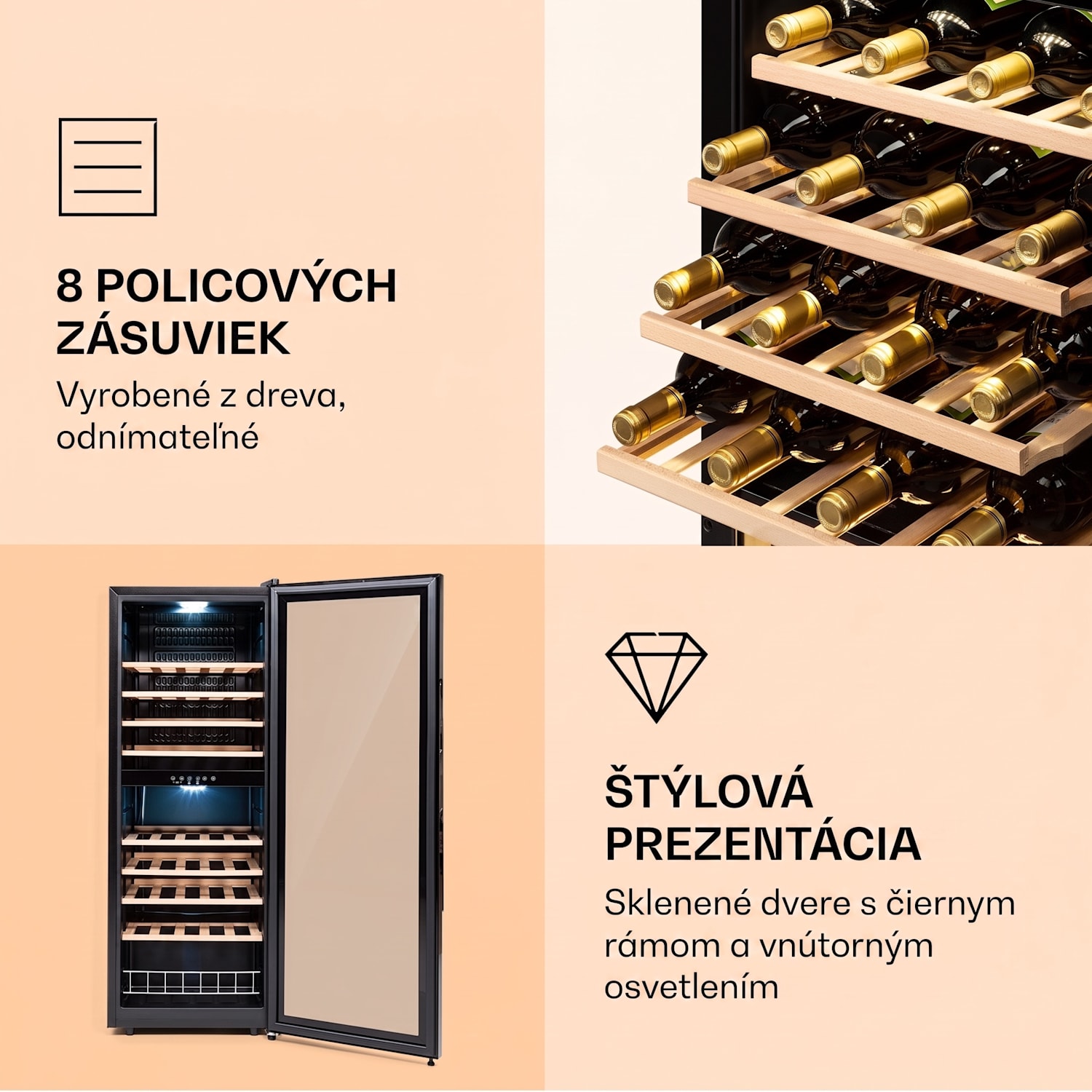 Barossa 54 Duo, vinotéka, 148 l, 2 zóny, 54 fliaš, dotykový displej 