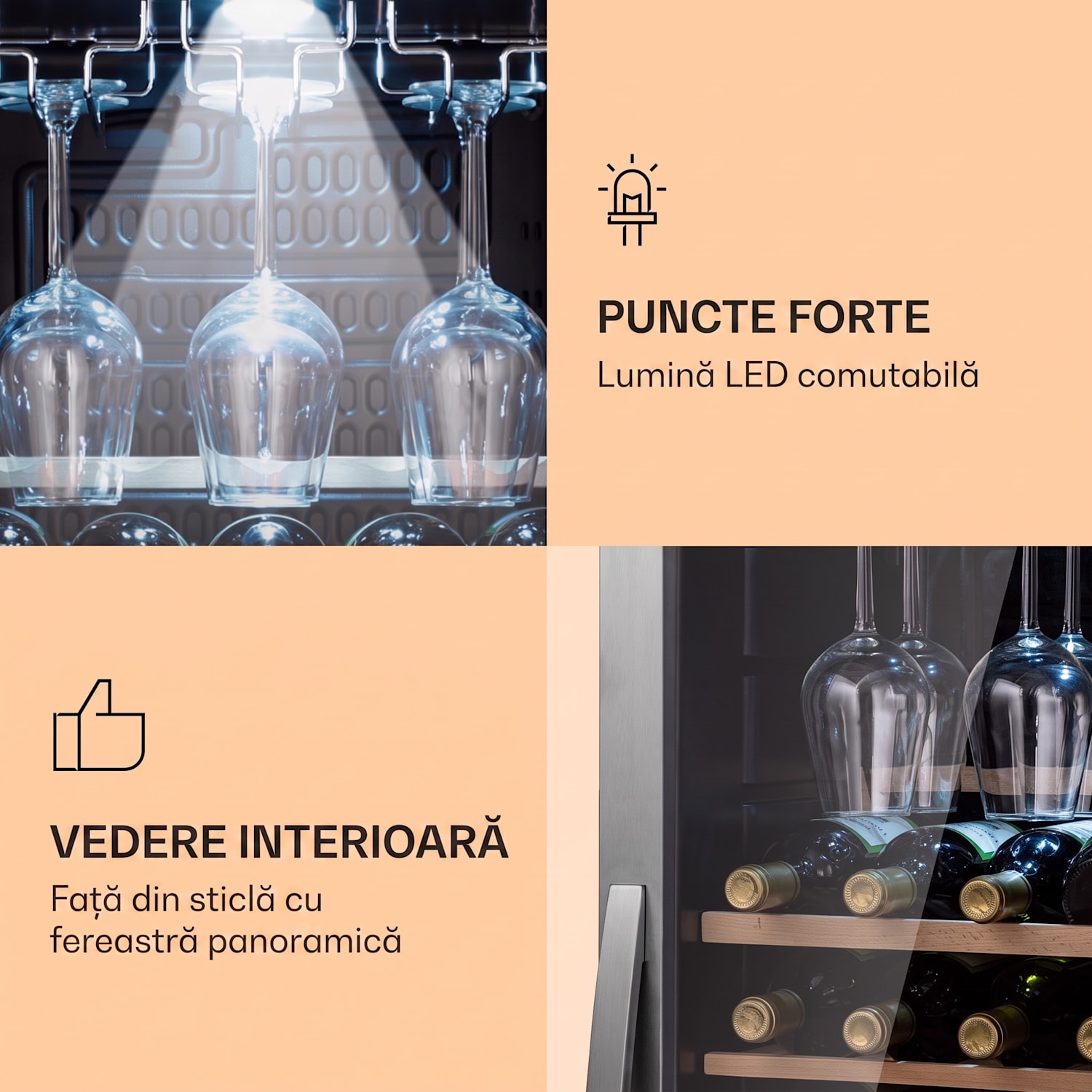 Vticleinamour 46 Uno, frigider pentru vin, 1 zonă, 155 l/46 s, 4-18 °C, oțel inoxidabil 46 de sticle | 1 | Oțel inoxidabil