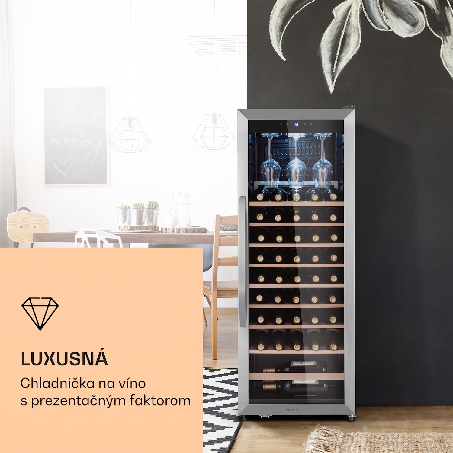 Vinamour 46 Uno, vinotéka, 155 l, 46 fliaš, 4-18°C, 1 zóna, nehrdzavejúca oceľ 46 fliaš | 1 chladiaca zóna | Nehrdzavejúca oceľ