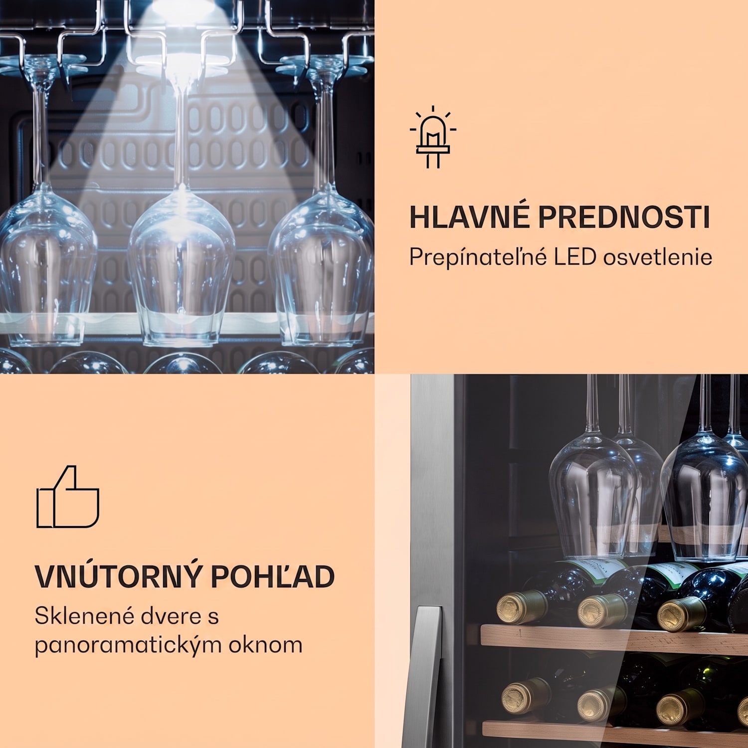 Vinamour 46 Uno, vinotéka, 155 l, 46 fliaš, 4-18°C, 1 zóna, nehrdzavejúca oceľ 46 fliaš | 1 chladiaca zóna | Nehrdzavejúca oceľ