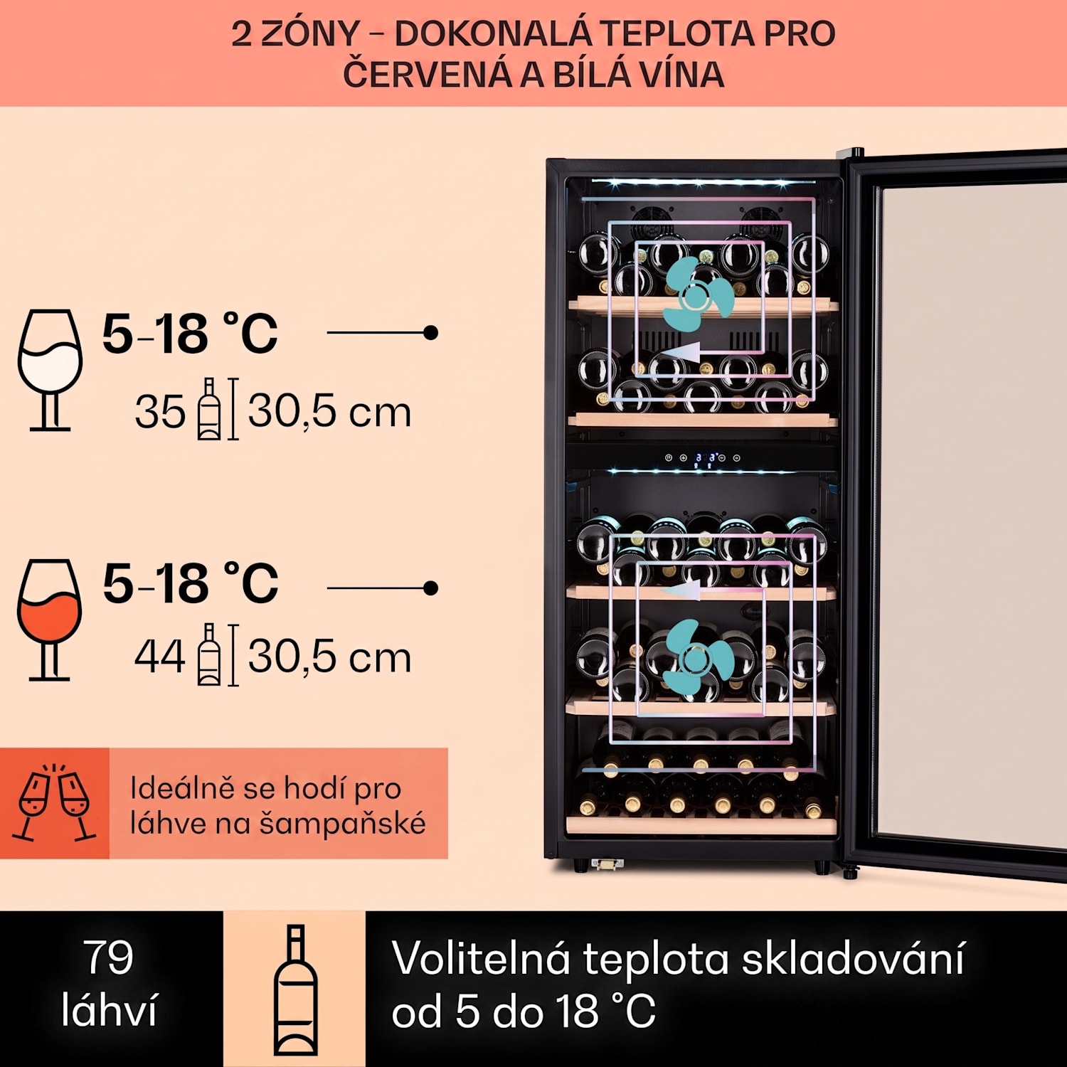 Barossa 91 Duo, vinotéka, 204 l, 91 lahví, 2 zóny 