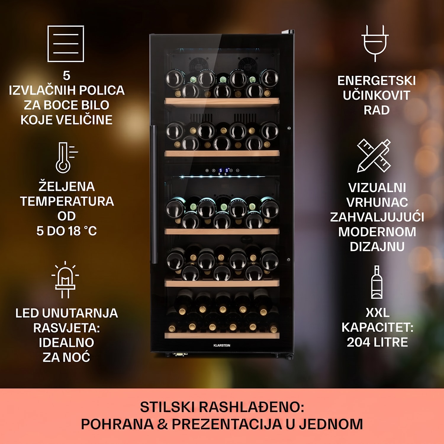 Barossa 91 Duo, hladnjak za vino, 204 l, 91 pl., 2 zone 