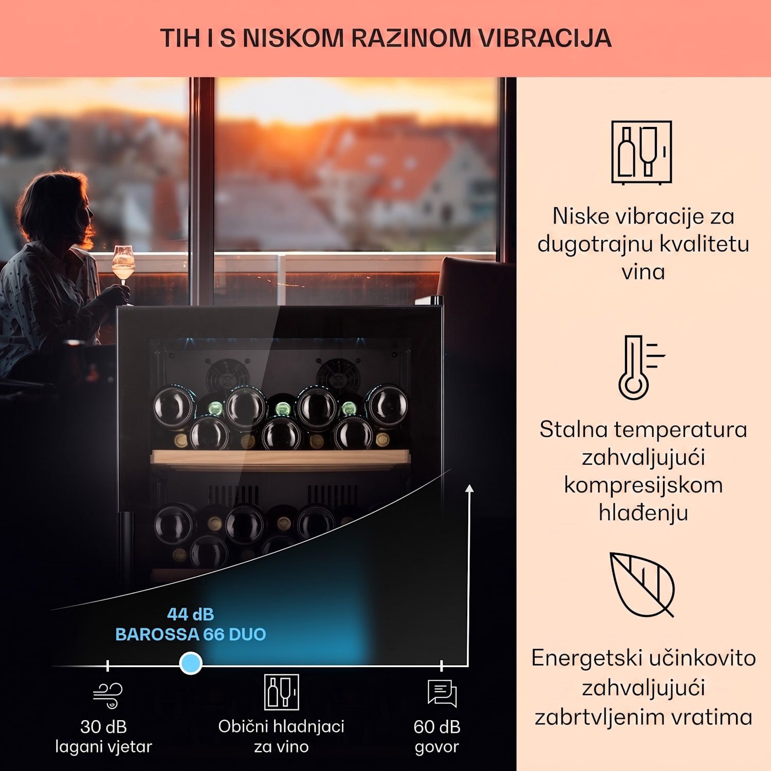 Barossa 91 Duo, hladnjak za vino, 204 l, 91 pl., 2 zone 