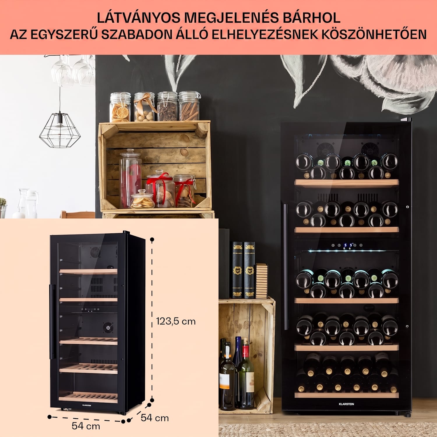 Barossa 91 Duo, borhűtő, 204 l, 91 palack, 2 zóna 