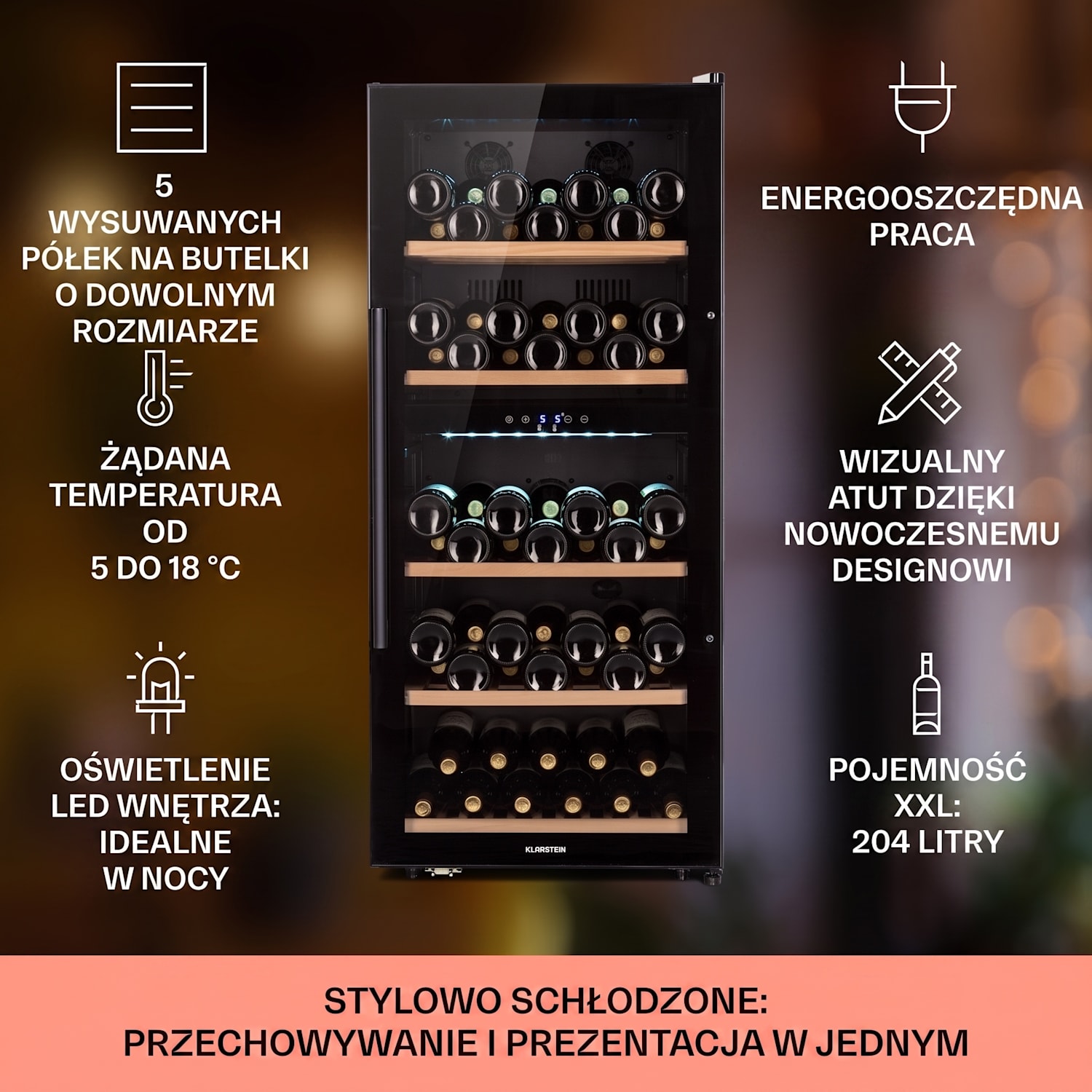 Barossa 91 Duo, chłodziarka do wina, 204 l, 91 butelek, 2 strefy 