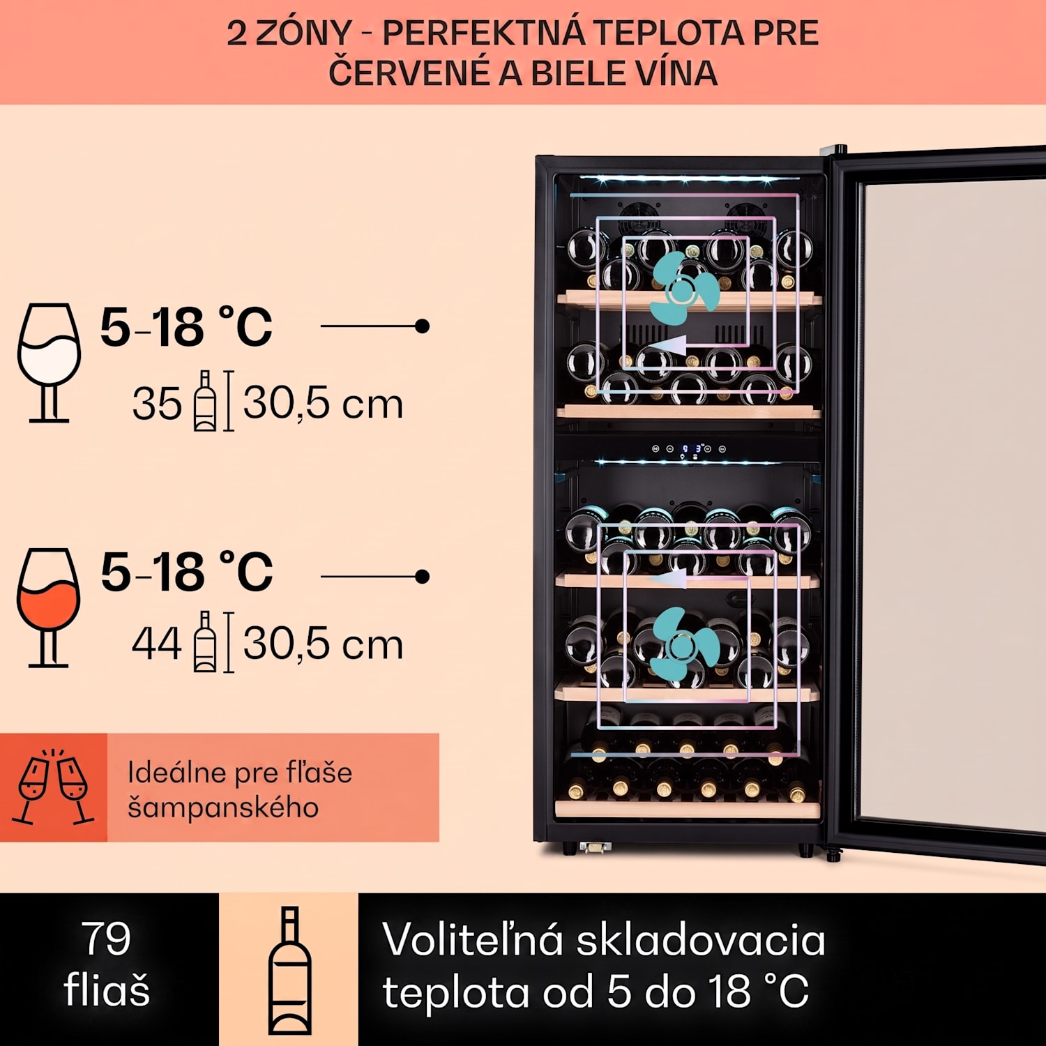 Barossa 91 Duo, chladnička na víno, 204 l, 91 fl., 2 zóny 