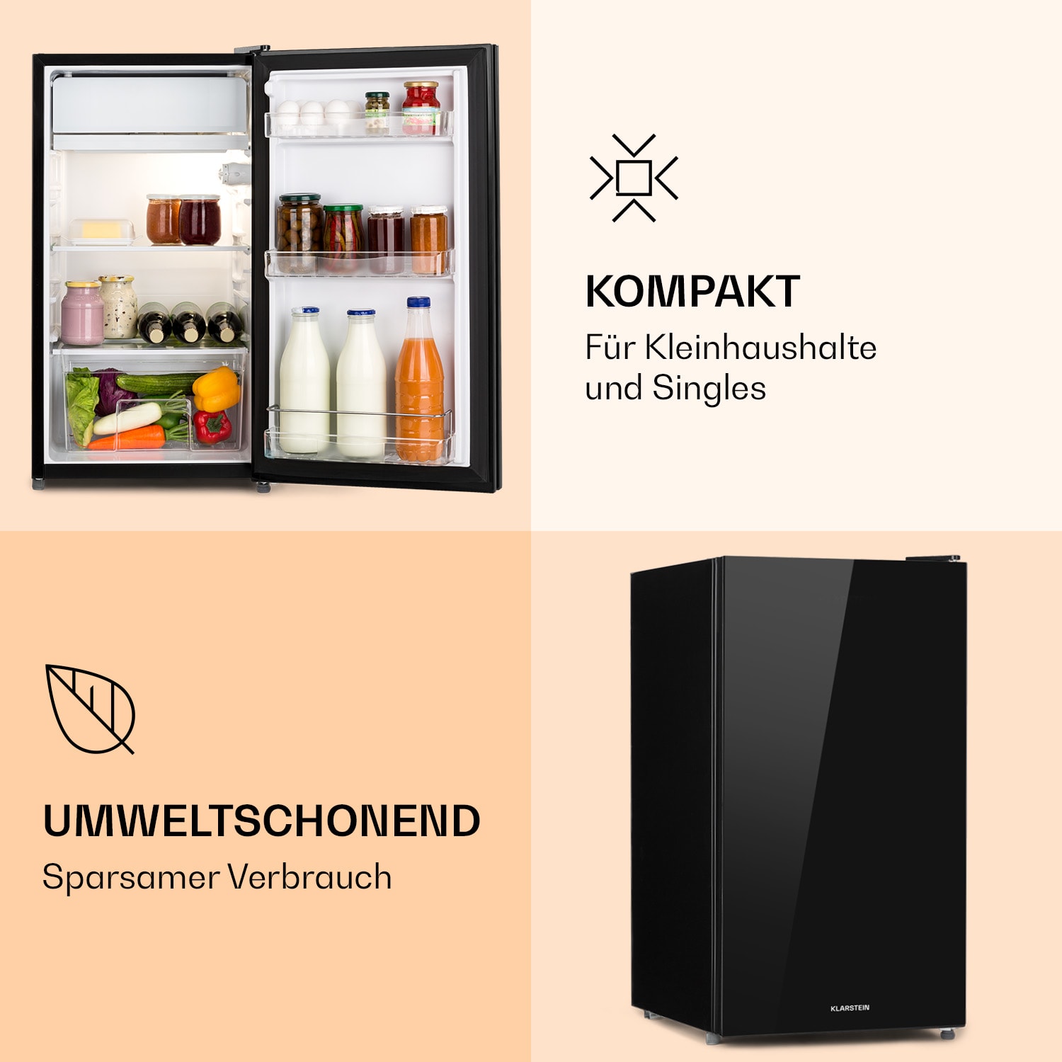 Luminance Frost Kühlschrank 91L Crisper-Fach 2 Glasböden 