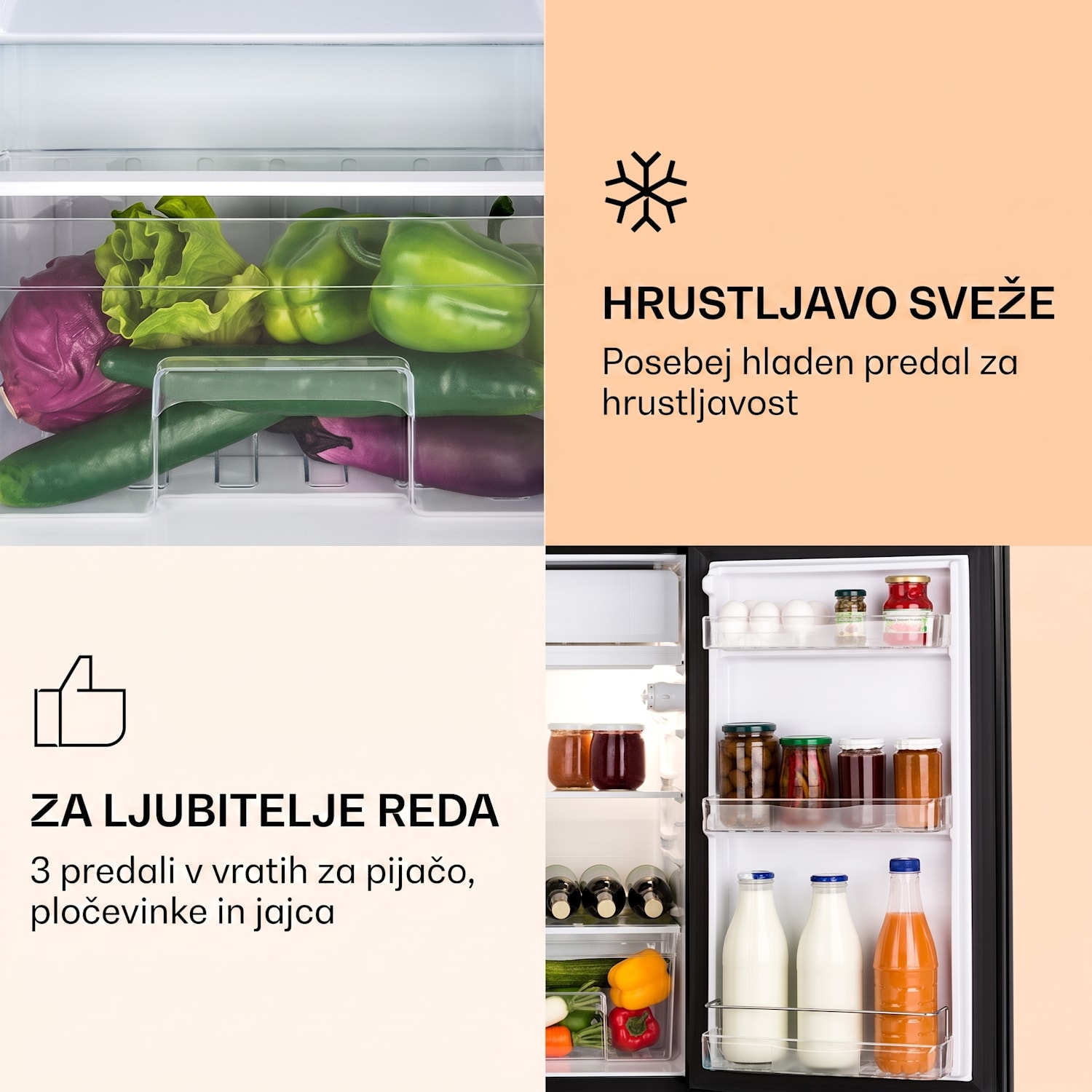 Luminance Frost, hladilnik, 91 l, F, predal za zelenjavo, 2 stekleni polici, črna 