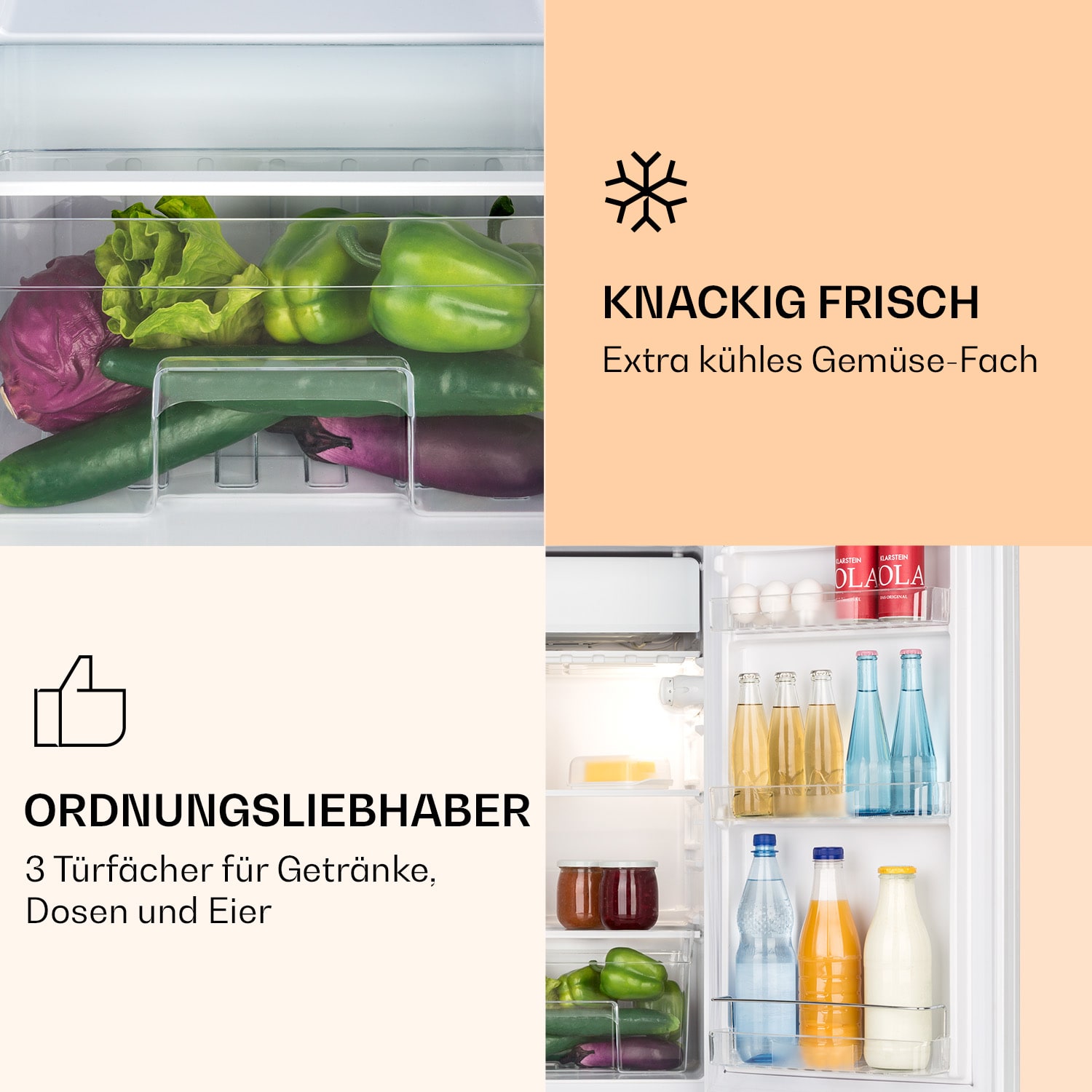 Luminance Frost Kühlschrank 91L Crisper-Fach 2 Glasböden 