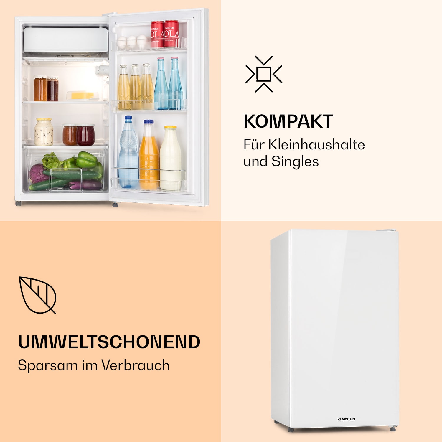 Luminance Frost Kühlschrank 91L Crisper-Fach 2 Glasböden 