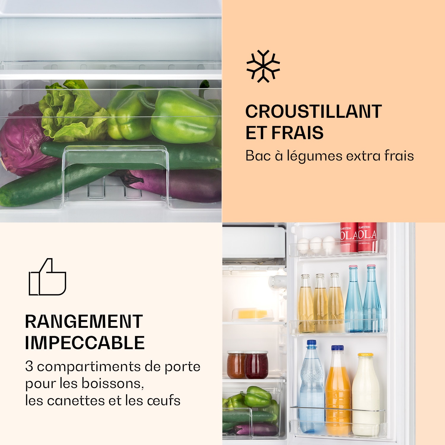 Réfrigérateur Luminance Frost 91L bas à légumes 2 clayettes en verre 