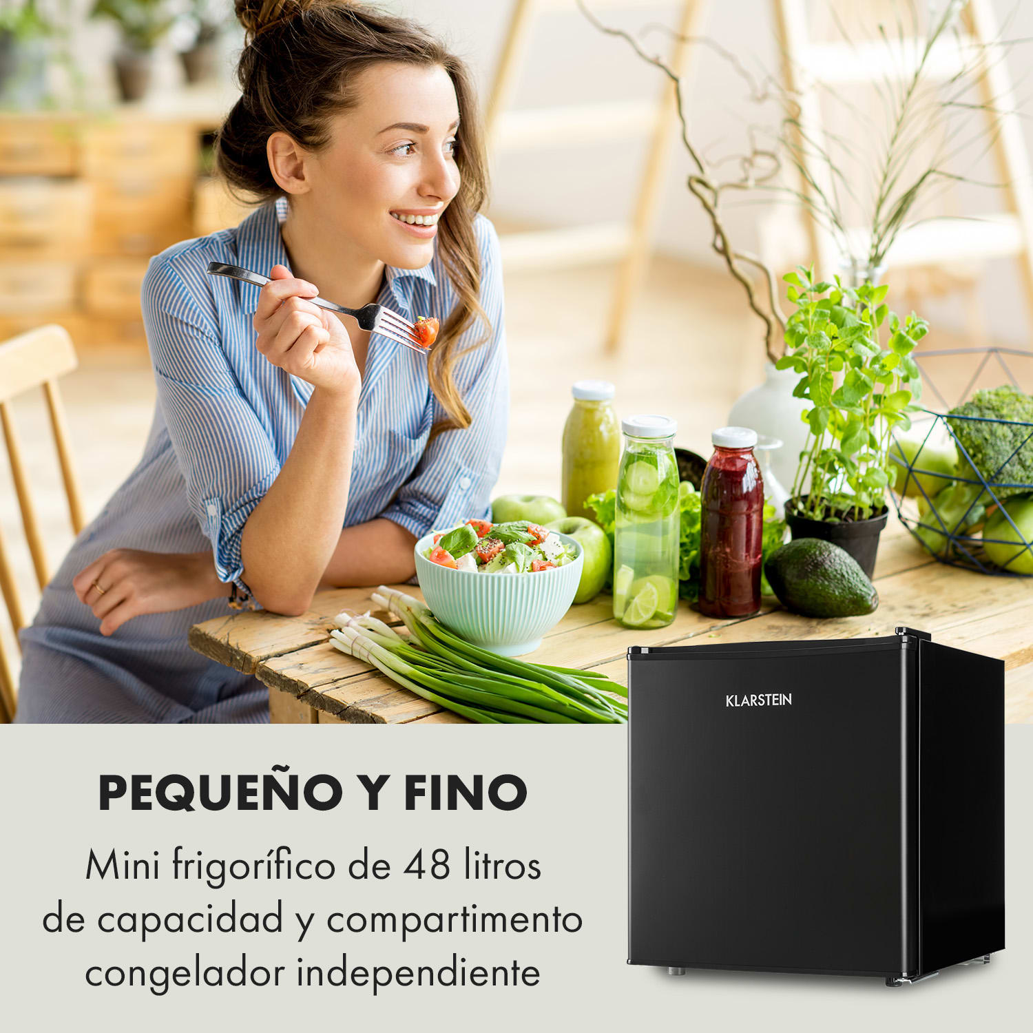 Obsidian Frigorífico de 46 litros con compartimento para verduras 