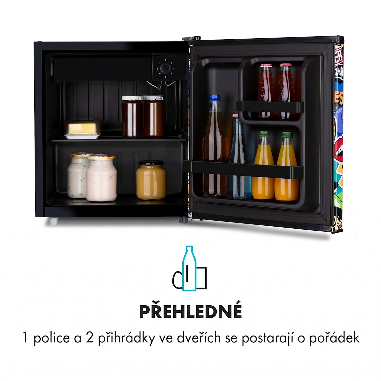 Cool Vibe 46+, lednice, 46 l, 1 police, styl Stickerbomb 