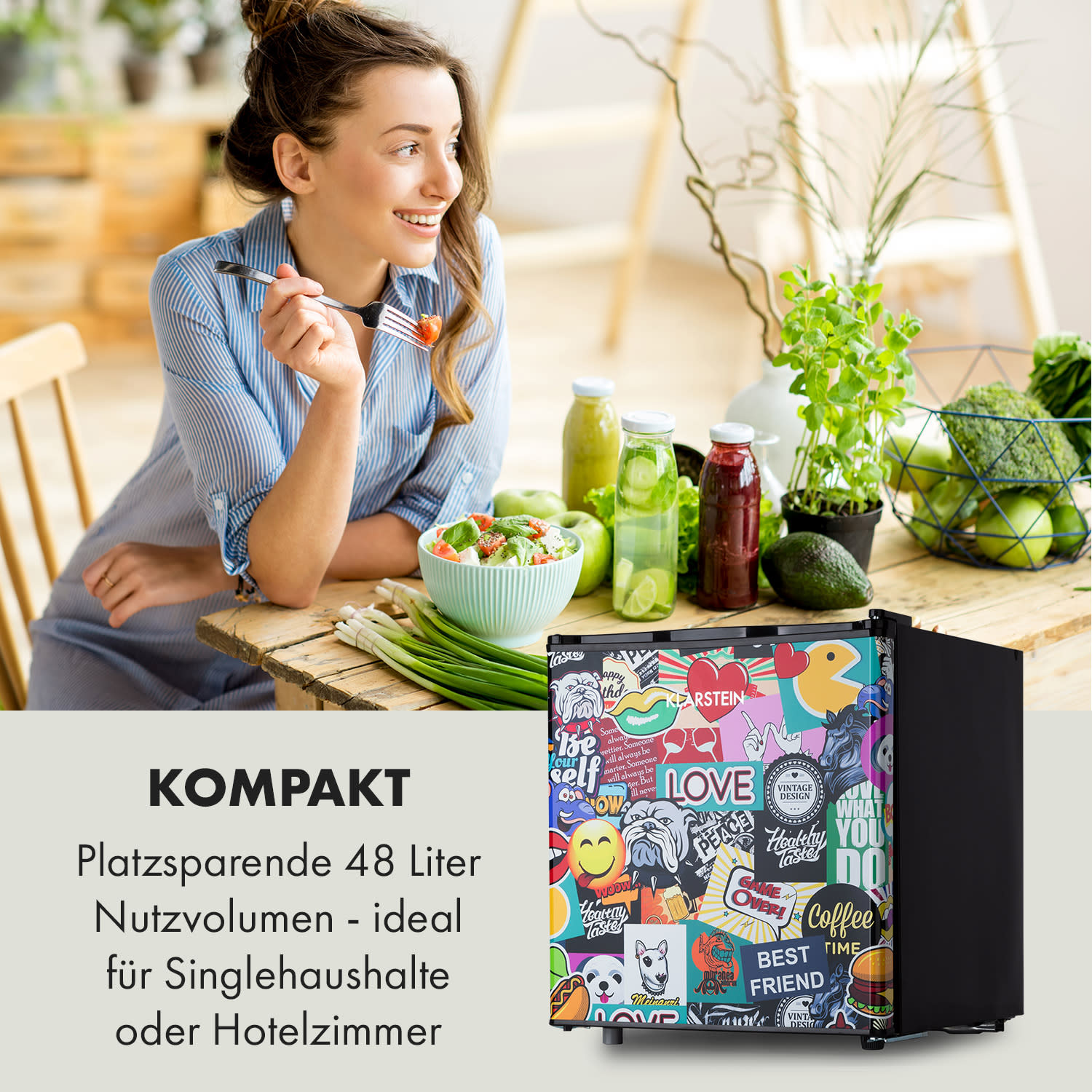 Cool Vibe 46+ Kühlschrank 46 Liter 1 Boden Stickerbomb-Style 