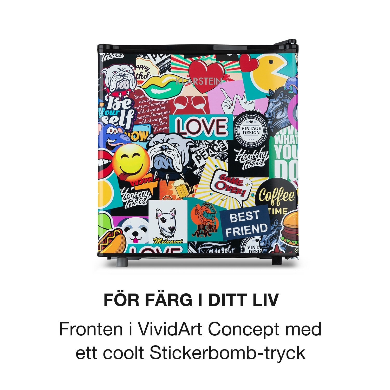 Cool Vibe 46+ kylskåp 46 liter 1 hylla Stickerbomb-stil 
