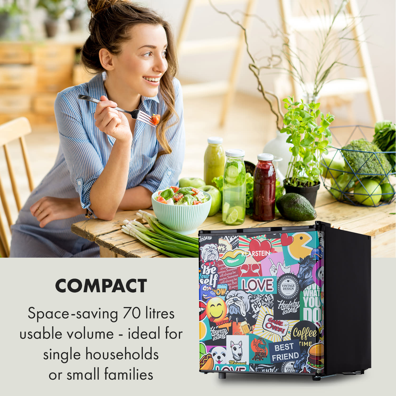 Cool Vibe 46+, hladilnik, 46 l, 1 polica, Stickerbomb style 