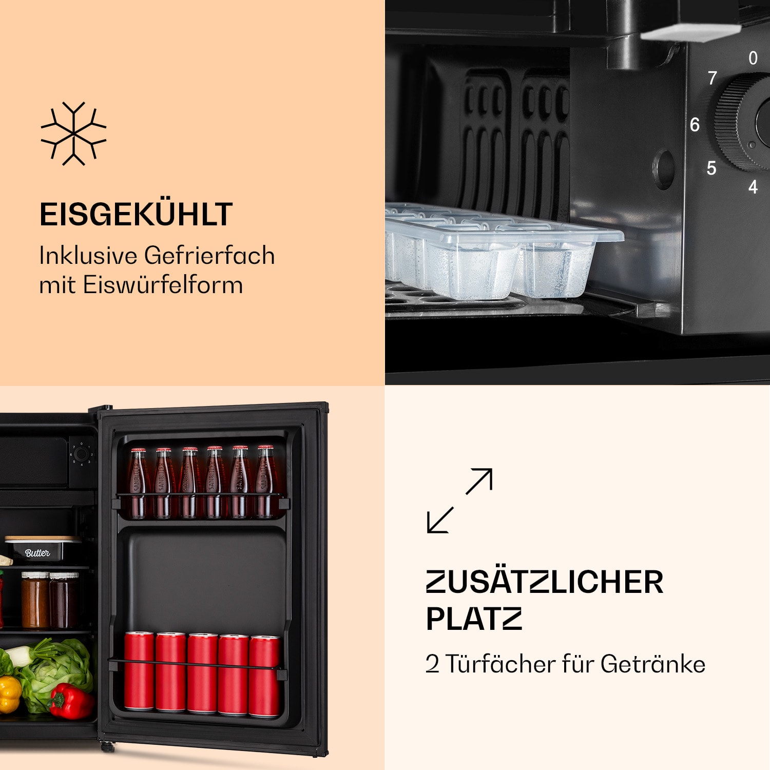 Obsidian Kühlschrank 72 Liter Eisfach schwarz 