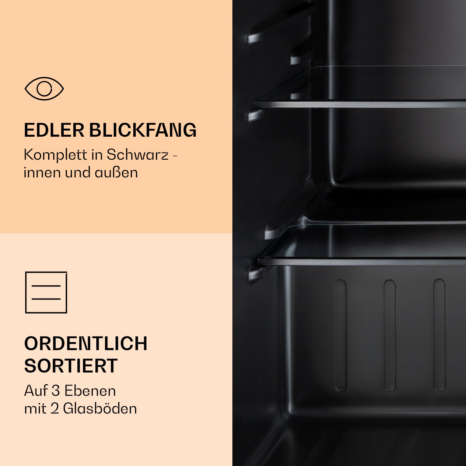 Obsidian Kühlschrank 72 Liter Eisfach schwarz 