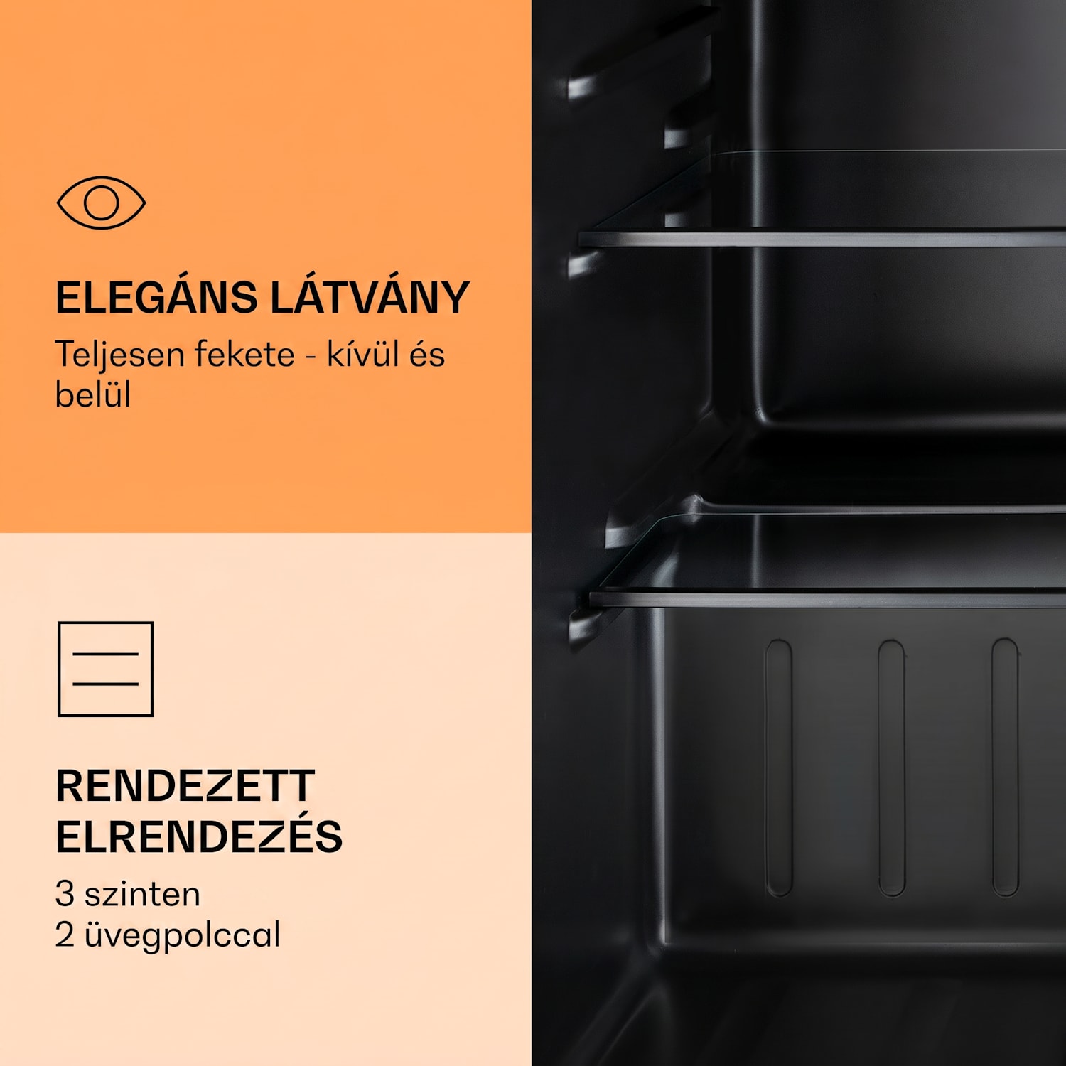 Obsidian, hűtőszekrény, 72 liter, fagyasztó, fekete 