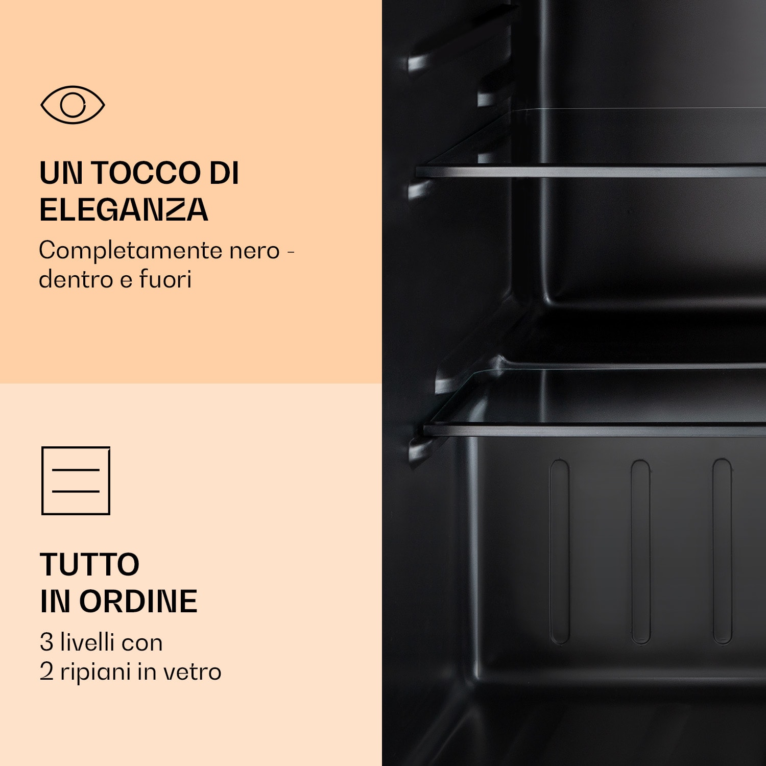 Obsidian - Frigorifero, 72 Litri, vano per il ghiaccio, nero 