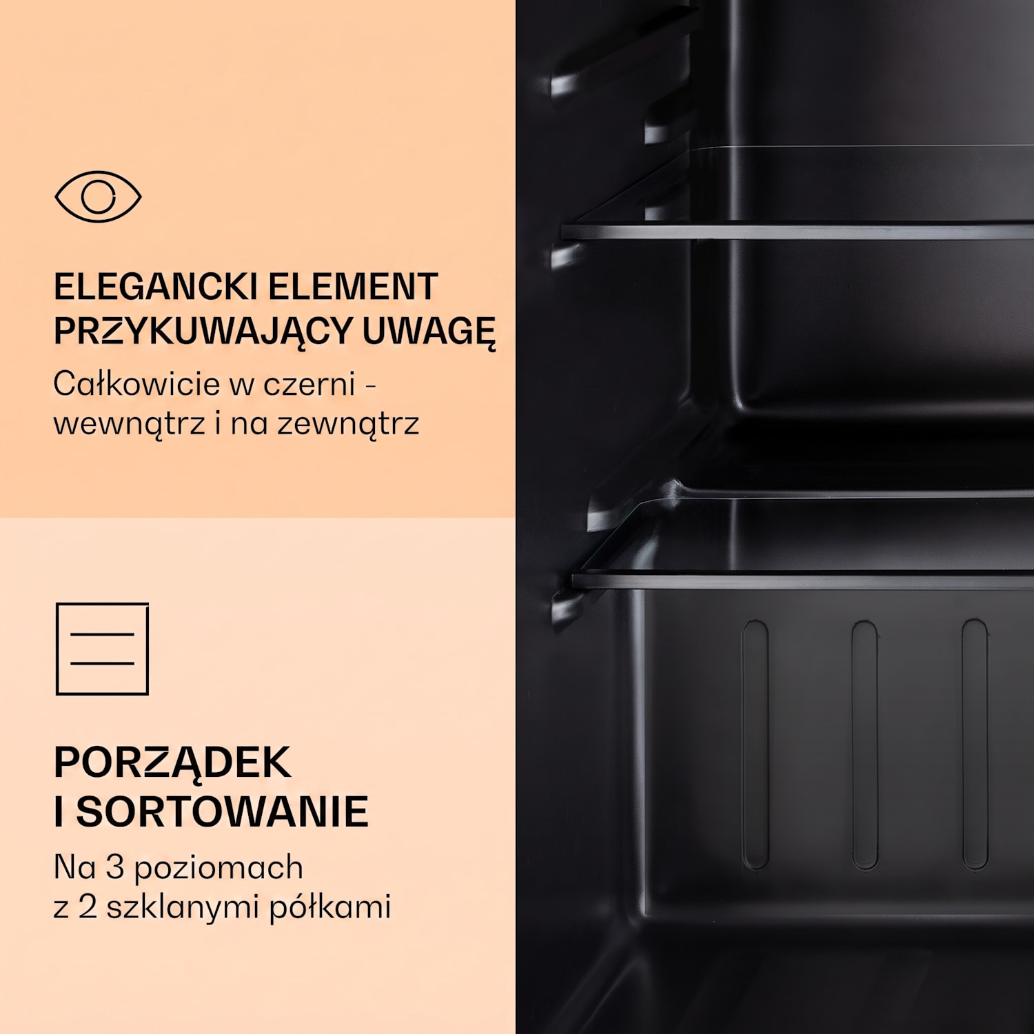 Obsidian, lodówka, 72 l, zamrażalnik 