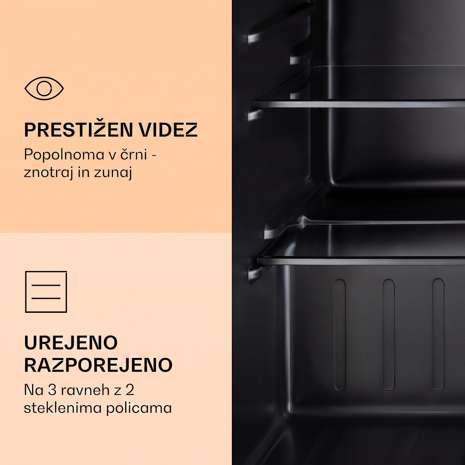 Obsidian, hladilnik, 72 litrov, zamrzovalnik, Črna 