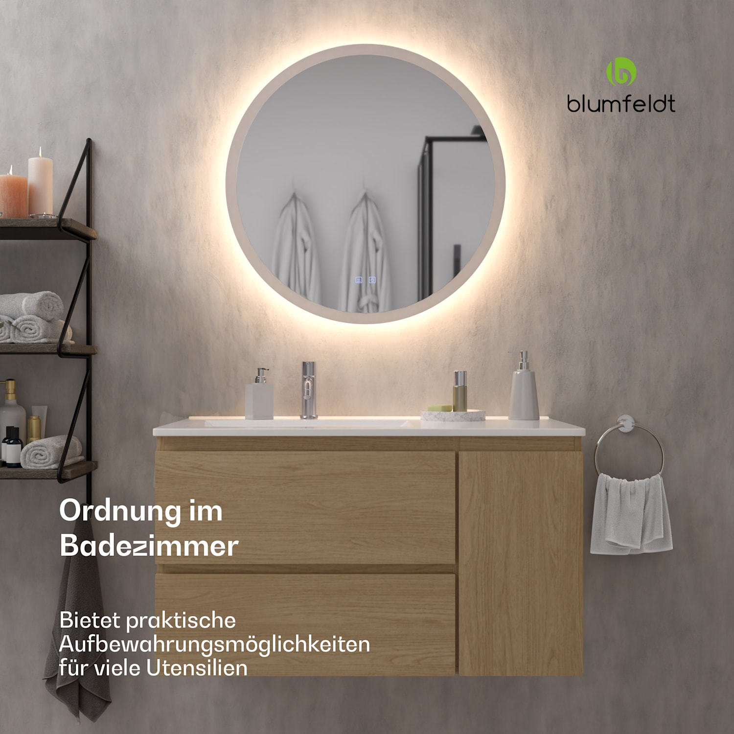 Johnstone Waschtisch Badezimmerschrank Badschrank 40 cm mit Keramikwaschbecken 