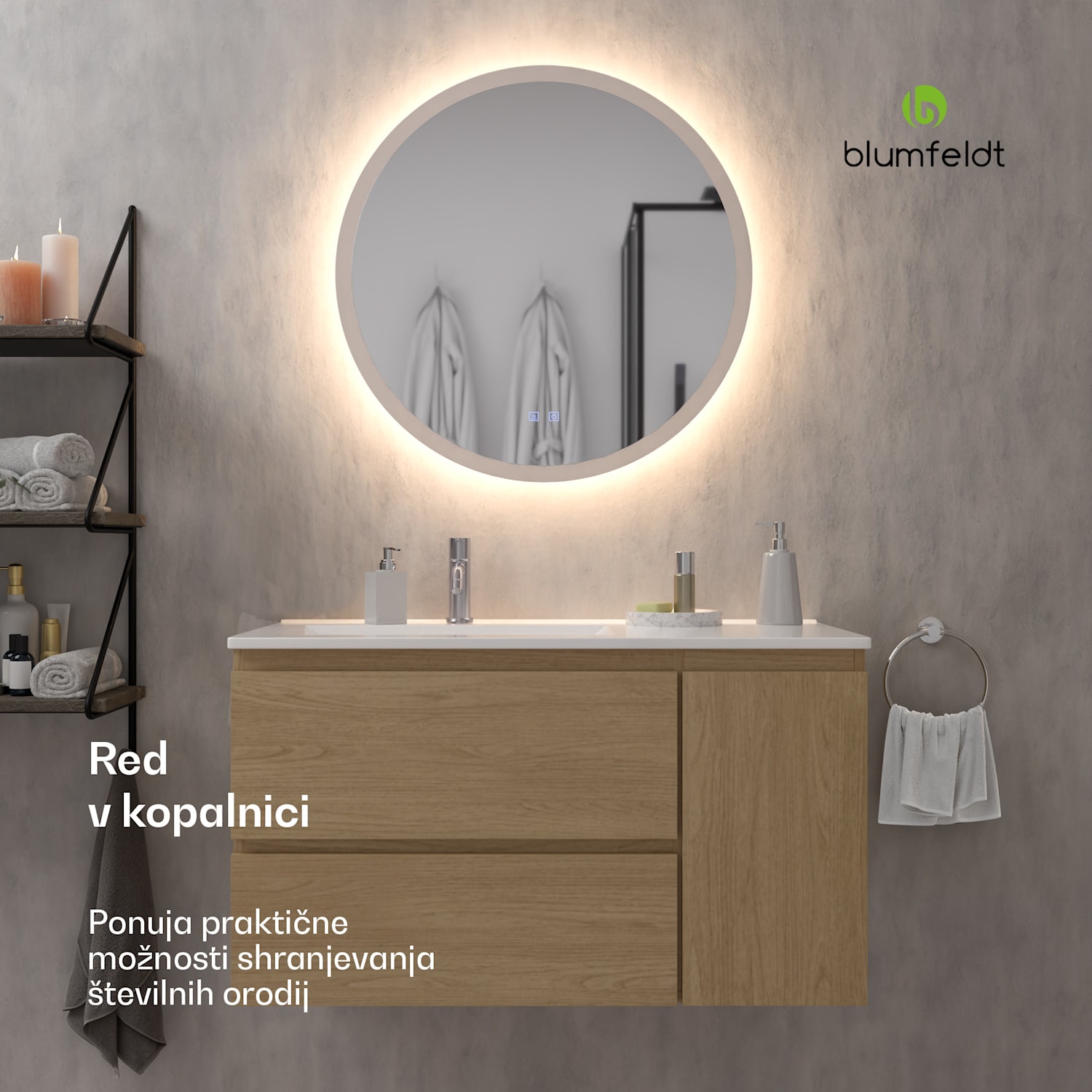 Johnstone, umivalnik in omarica za kopalnico, 40 cm, keramičen umivalnik 