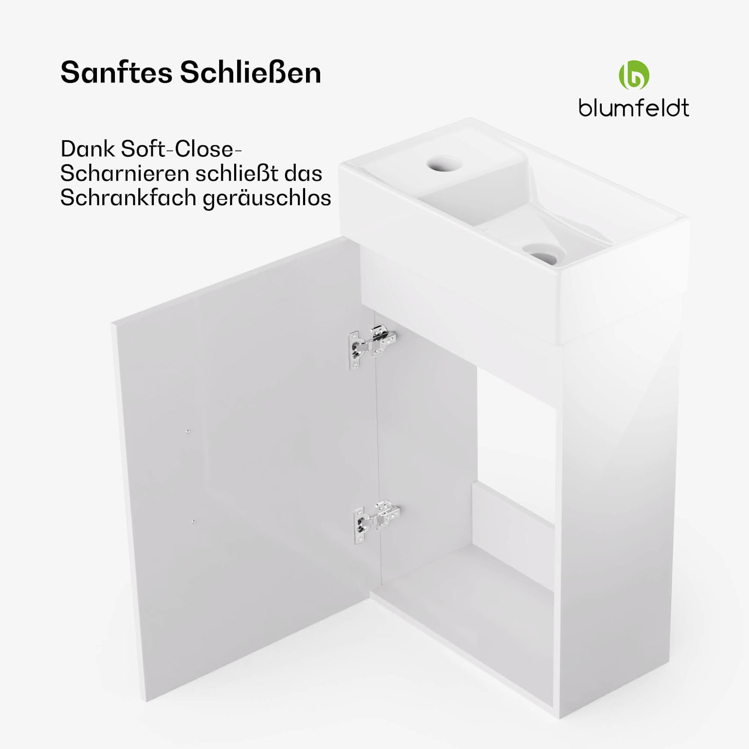 Johnstone Waschtisch Badezimmerschrank Badschrank 40 cm mit Keramikwaschbecken Soft-Close-Funktion 40 cm | Weiß