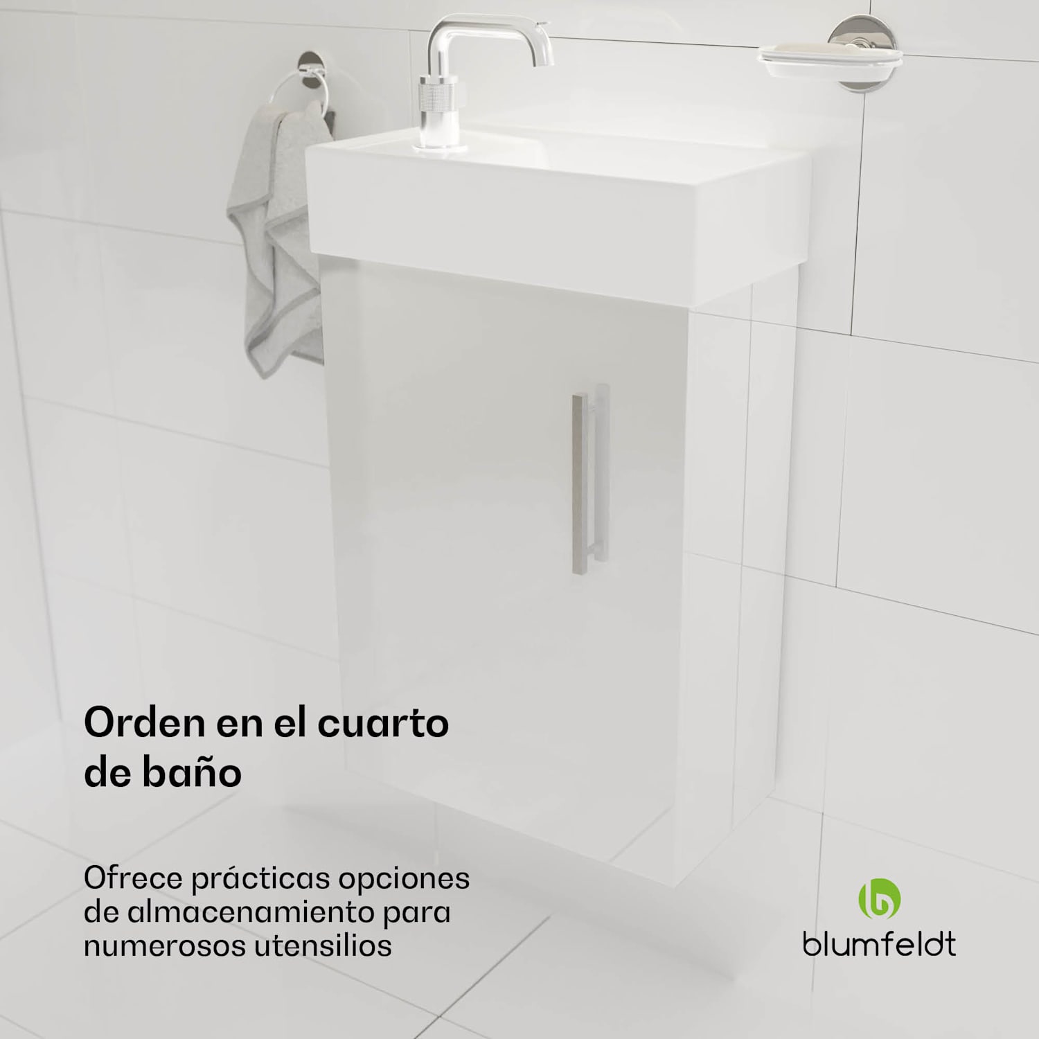 Johnstone Mueble de baño Mueble para baño Armario de baño 40 cm con lavamanos cerámico Cierre suave Espacio de almacenamiento práctico Brillante 40 centímetros | Blanco