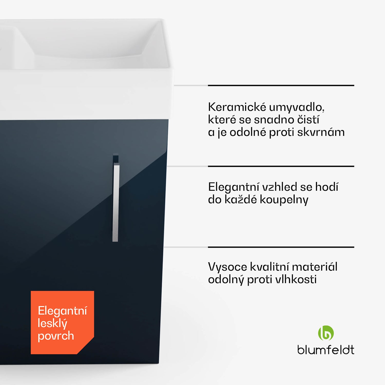 Johnstone, umyvadlo a skříňka do koupelny, 40 cm, keramické umyvadlo, zavírání Soft-Close 40 cm | Antracit