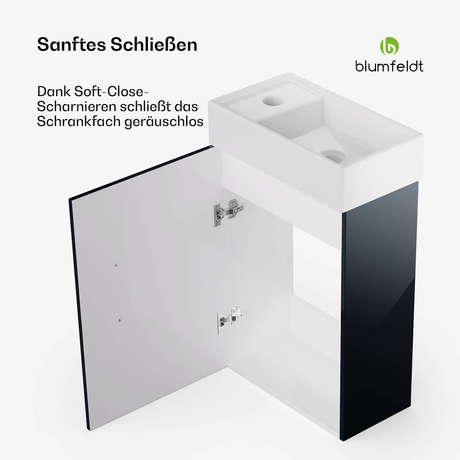 Johnstone Waschtisch Badezimmerschrank Badschrank 40 cm mit Keramikwaschbecken Soft-Close-Funktion 40 cm | Anthrazit