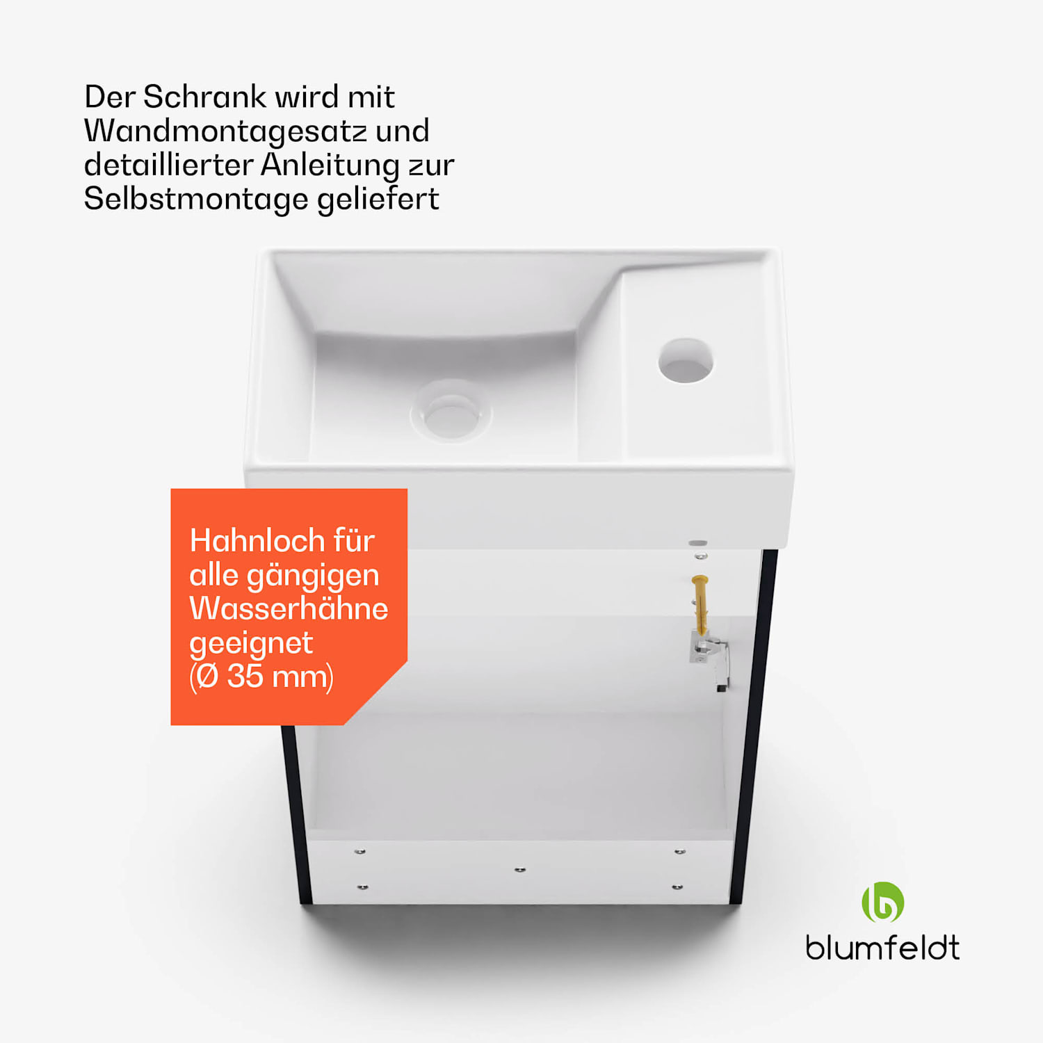 Johnstone Waschtisch Badezimmerschrank Badschrank 40 cm mit Keramikwaschbecken Soft-Close-Funktion 40 cm | Anthrazit