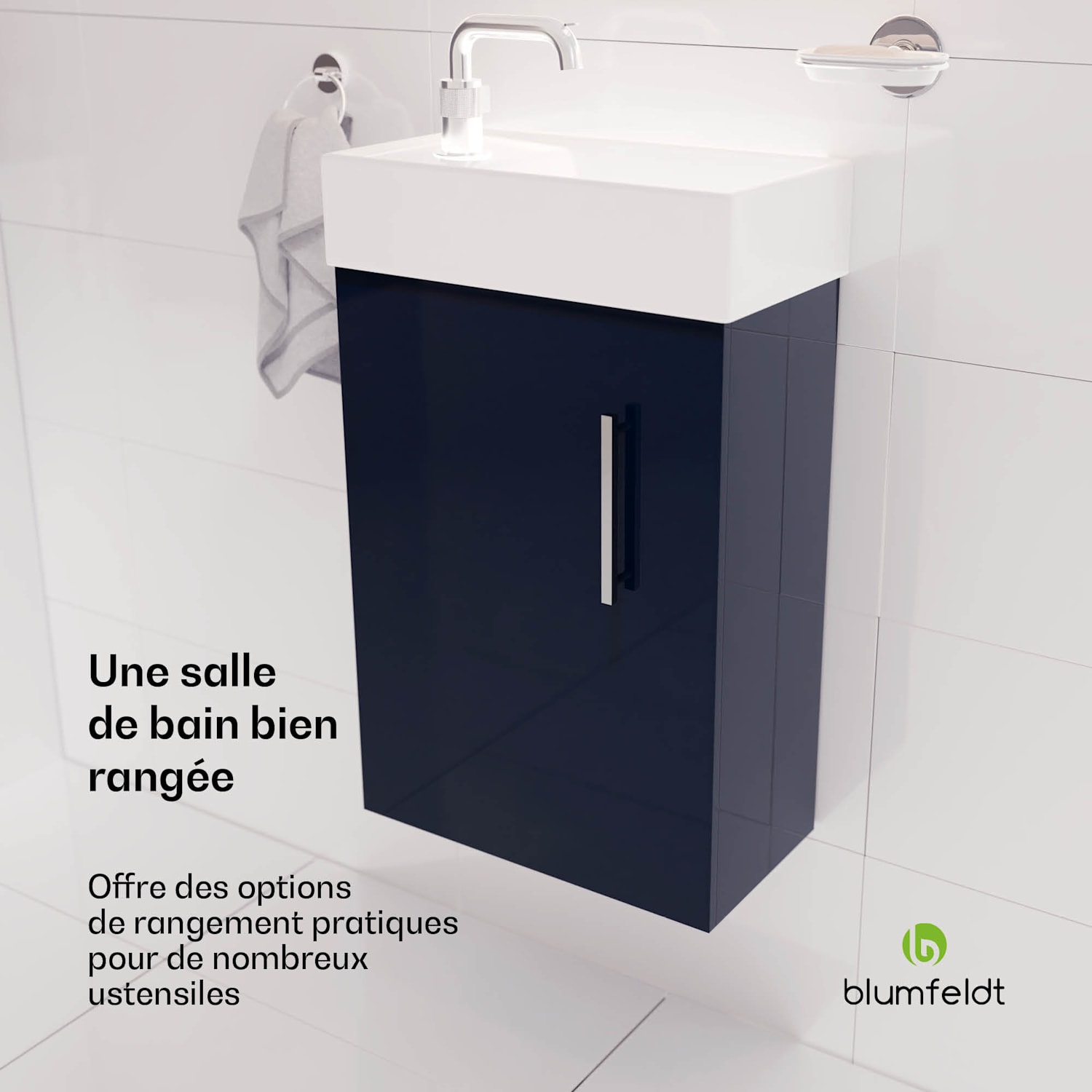 Johnstone Meuble de salle de bain lavabo meuble de salle de bain 40 cm avec lavabo en céramique fonction fermeture amortie espace de rangement brillant 40 cm | Anthracite