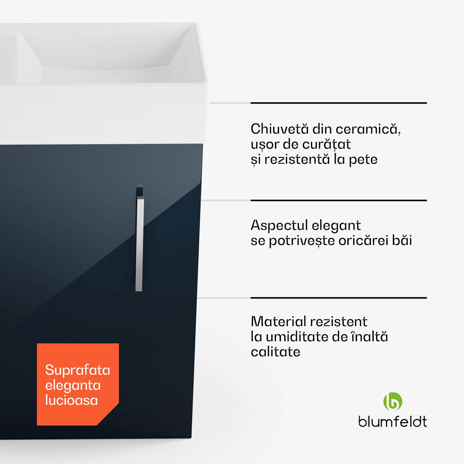 Johnstone, chiuvetă și dulap pentru baie, 40 cm 40 cm | Antracit