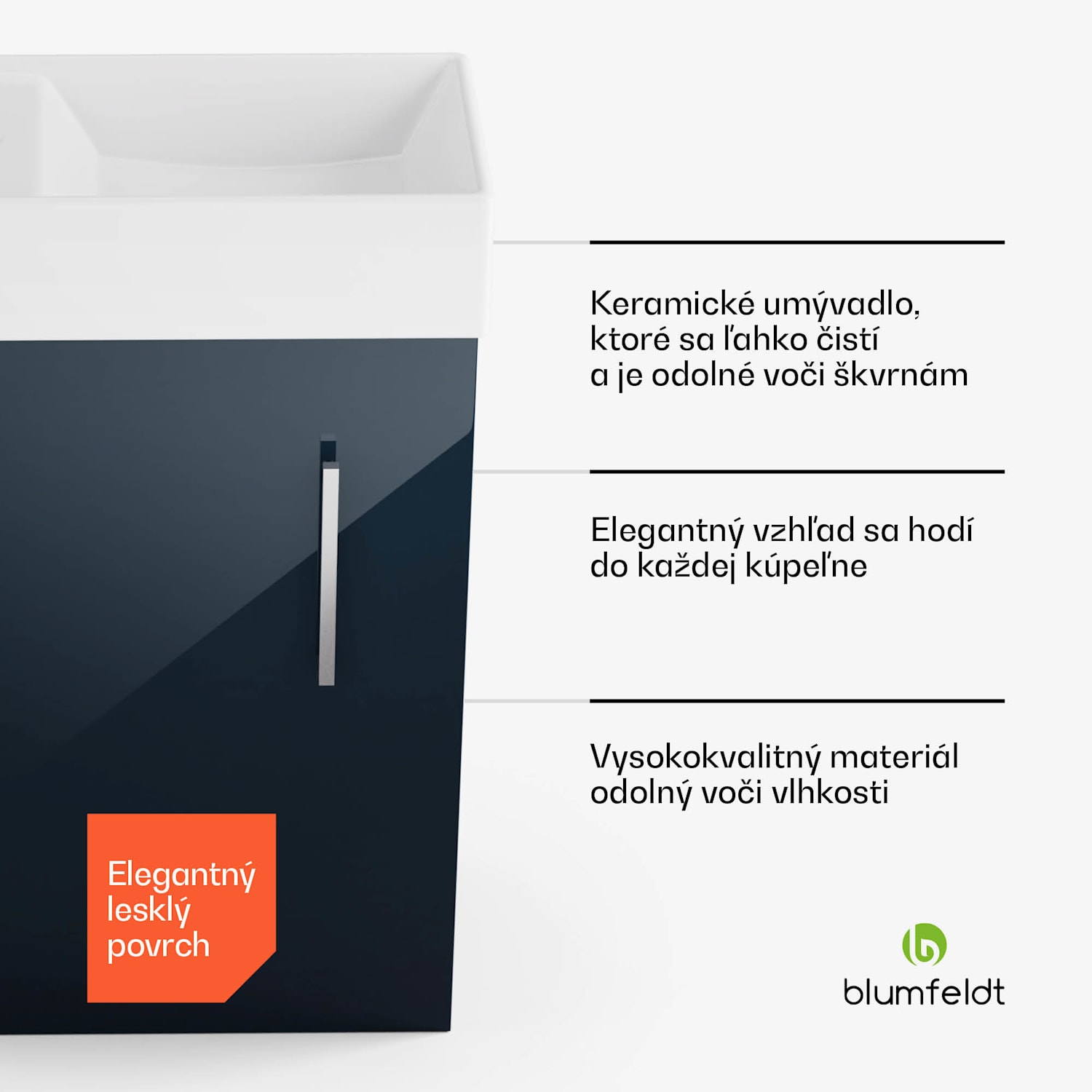 Johnstone, umývadlo a skrinka do kúpeľne, 40 cm, keramické umývadlo, zatváranie Soft-Close 40 cm | Antracit