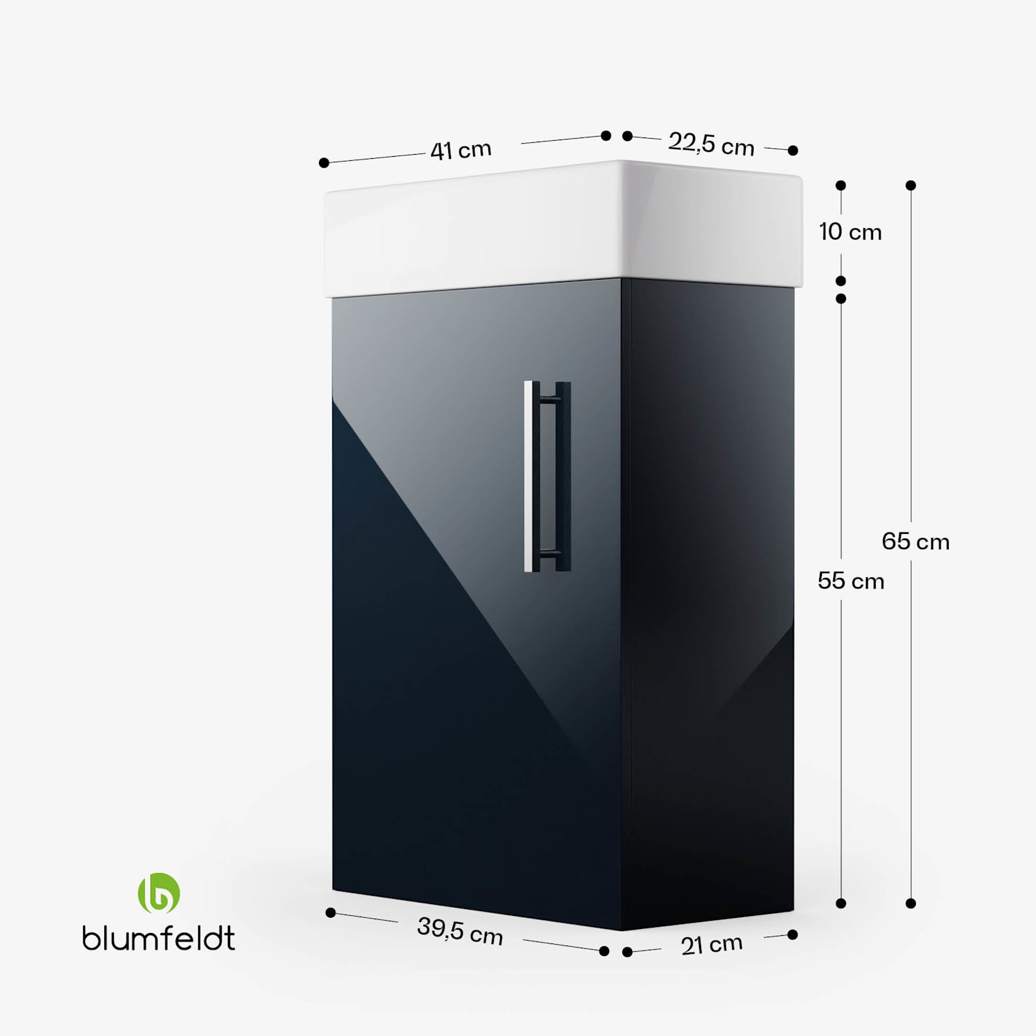Johnstone, umyvadlo a skříňka do koupelny, 40 cm, keramické umyvadlo, zavírání Soft-Close 40 cm | Antracit