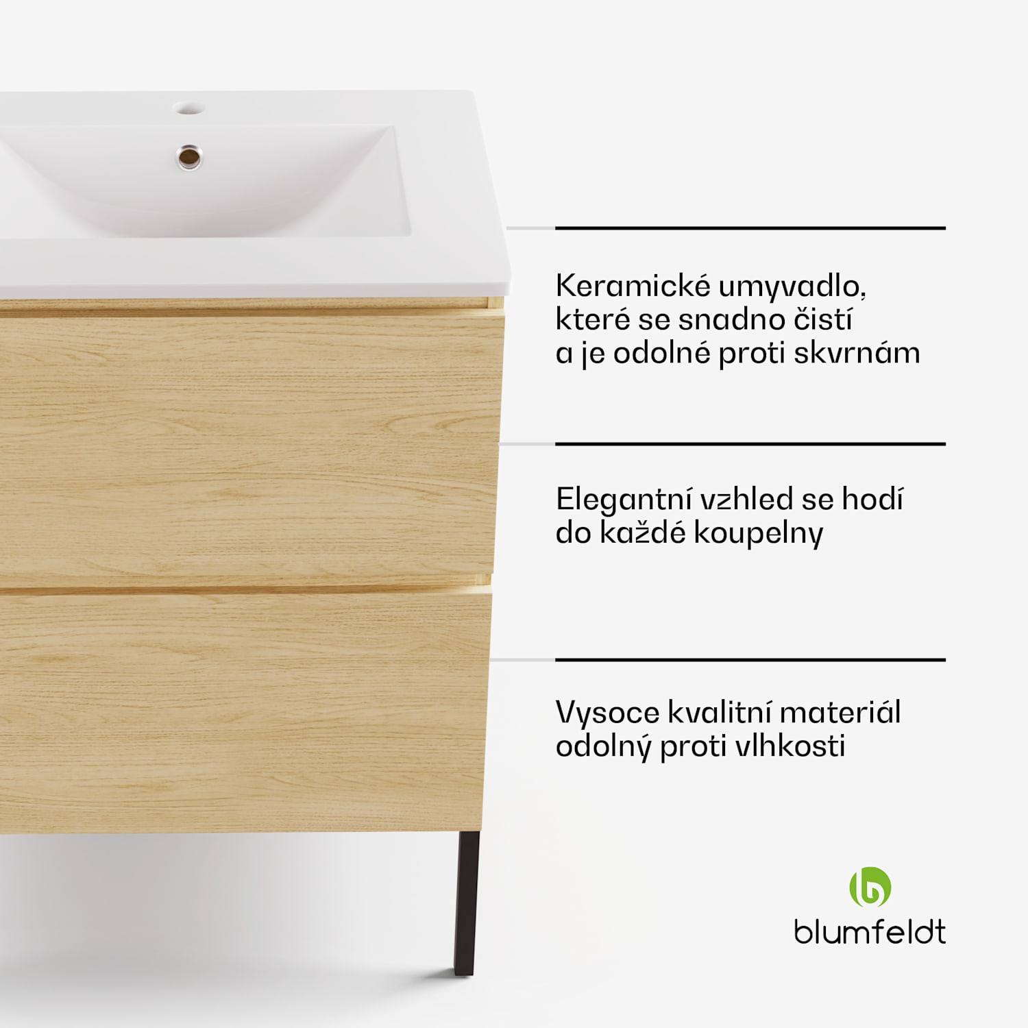 Johnstone, koupelnové umyvadlo a skříňka, 60 cm, keramické umyvadlo 60 cm