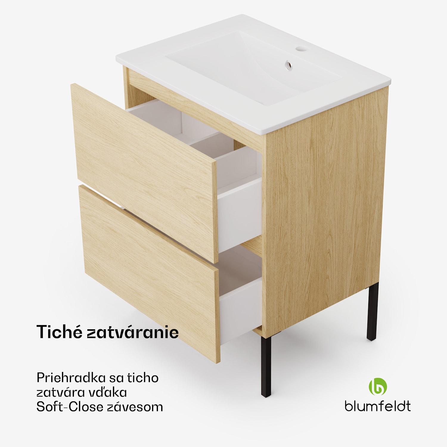 Johnstone, umývadlo a skrinka do kúpeľne, 60 cm, keramické umývadlo 60 cm