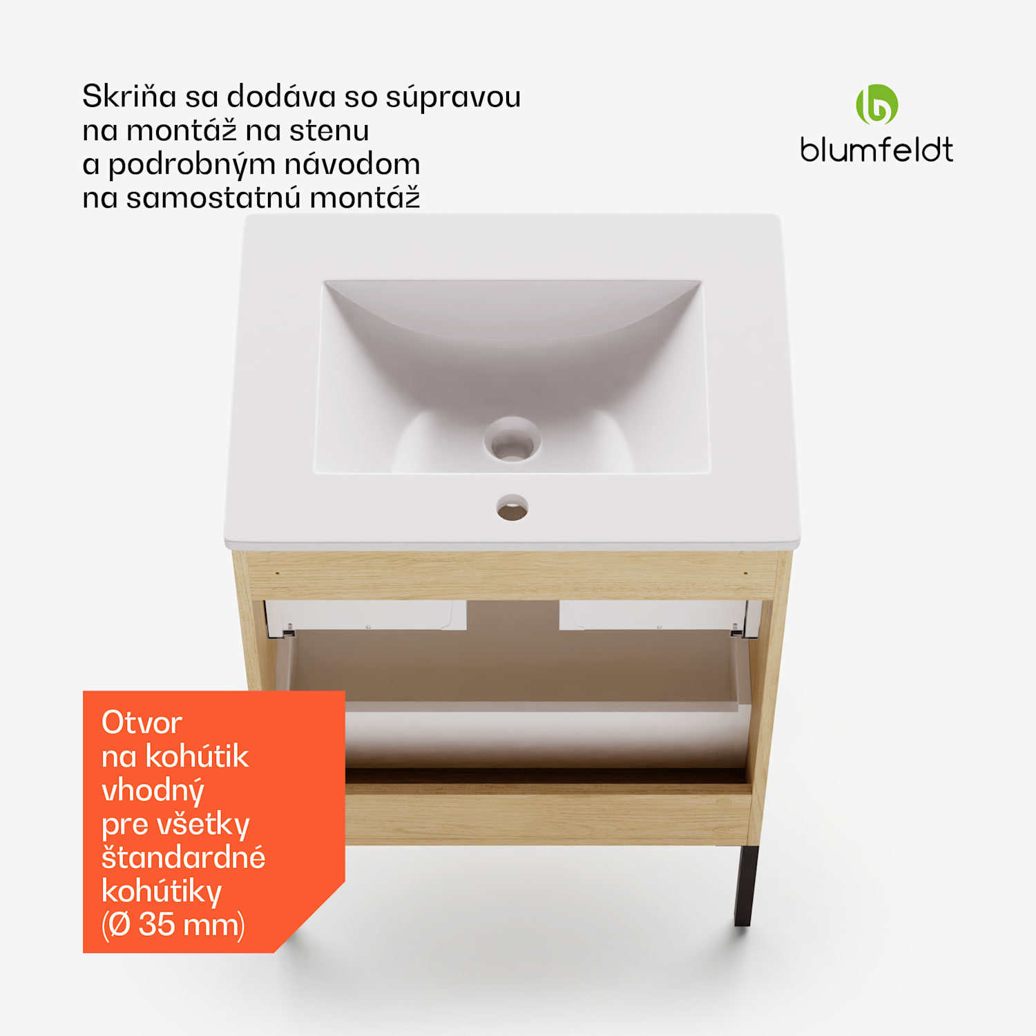 Johnstone, umývadlo a skrinka do kúpeľne, 60 cm, keramické umývadlo 60 cm