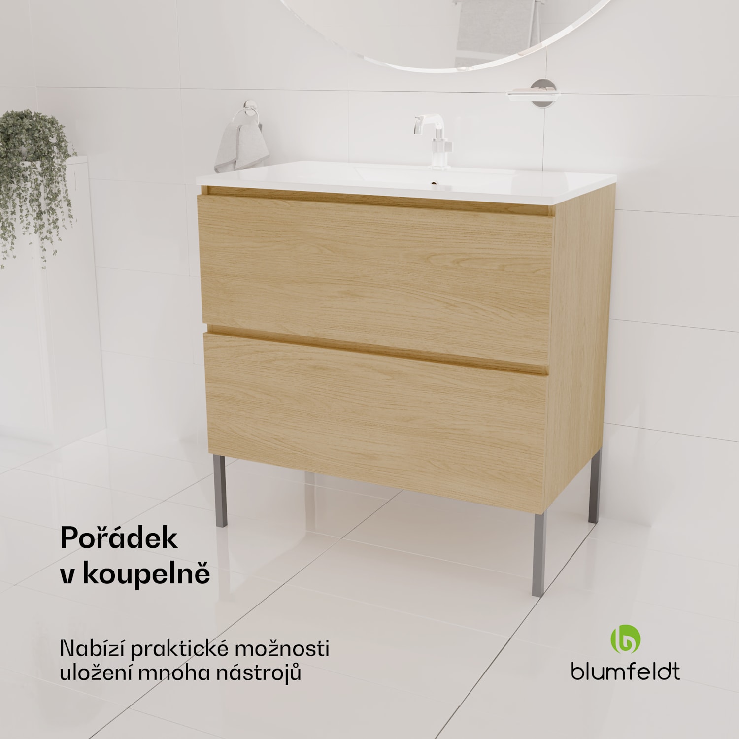 Johnstone, umyvadlo a skříňka do koupelny, 80 cm, keramické umyvadlo, zavírání Soft-Close 80 cm