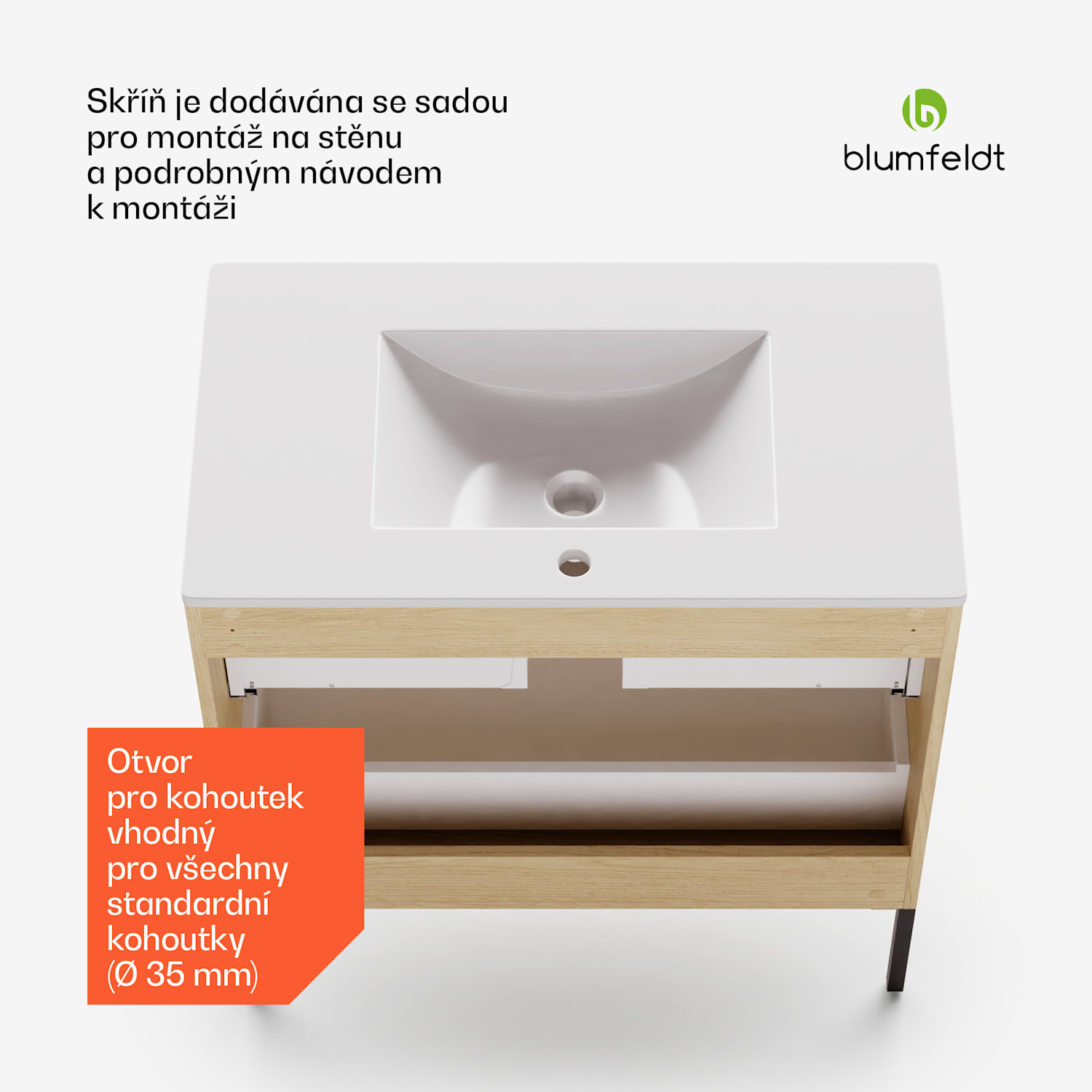 Johnstone, umyvadlo a skříňka do koupelny, 80 cm, keramické umyvadlo, zavírání Soft-Close 80 cm