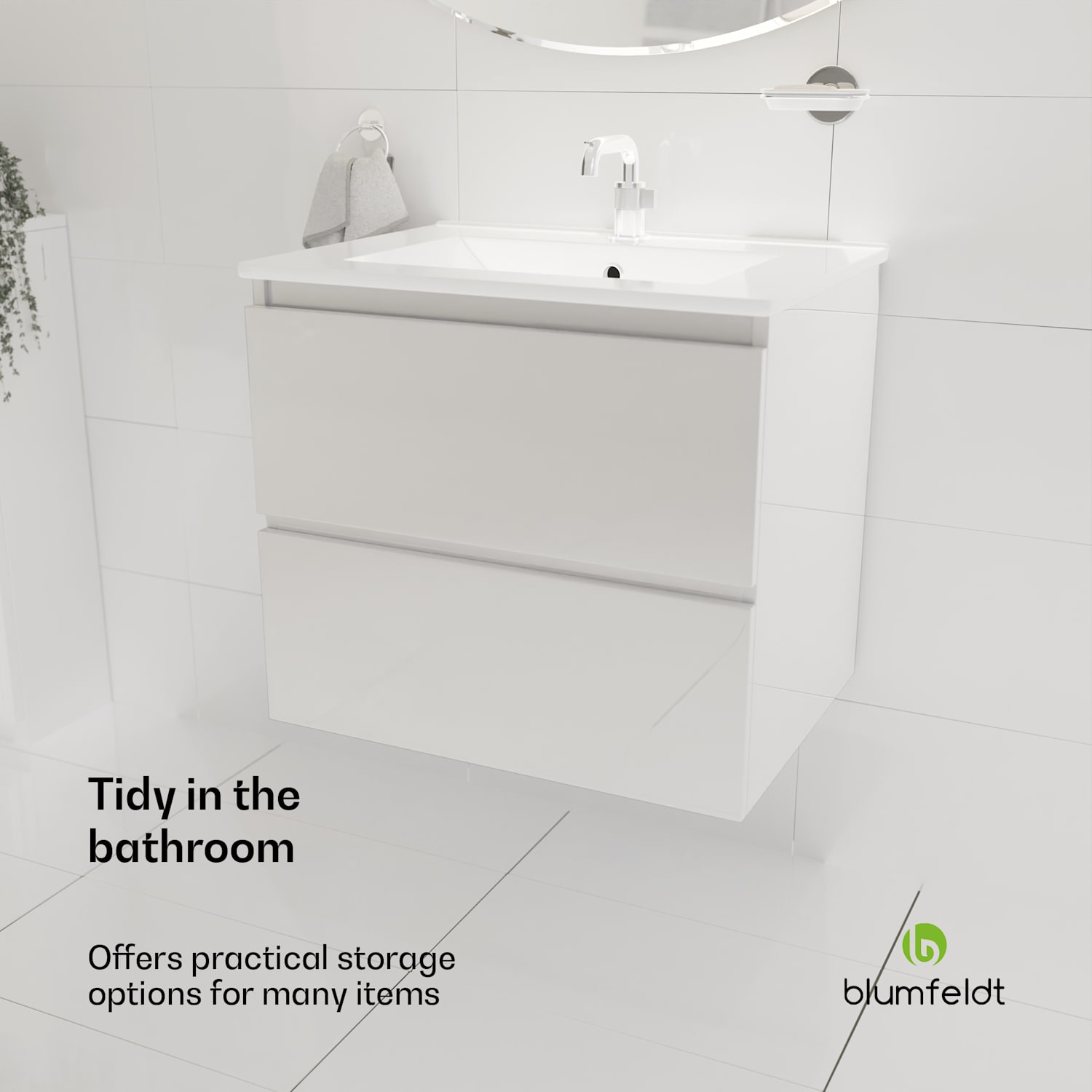 Johnstone wastafel badkamerkast badkamerkastje 60 cm met keramische waskom Soft Close functie 2 schuiflades handige bergruimte hoogglanzend 60 cm | Wit